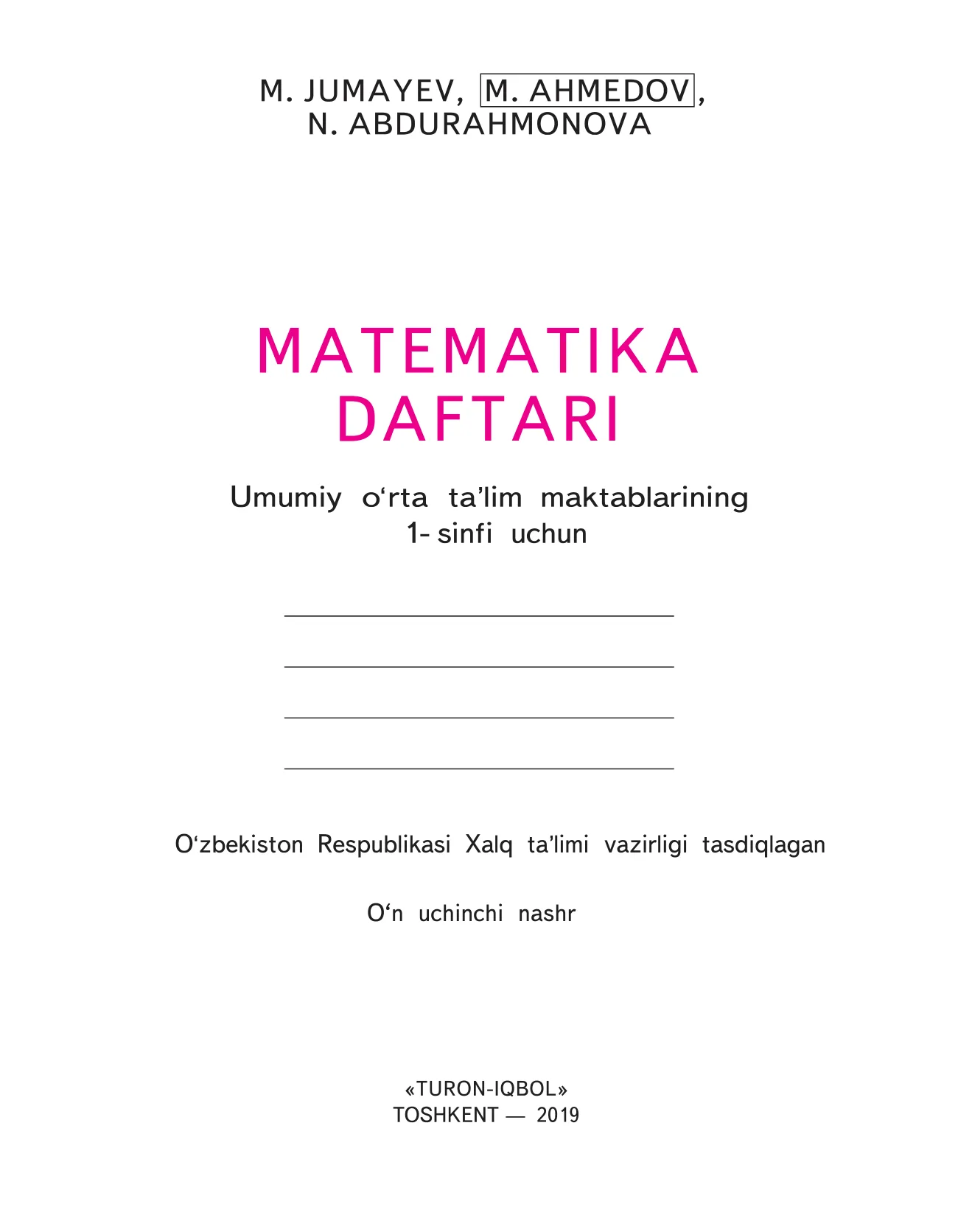 1-sinf Matematika daftari