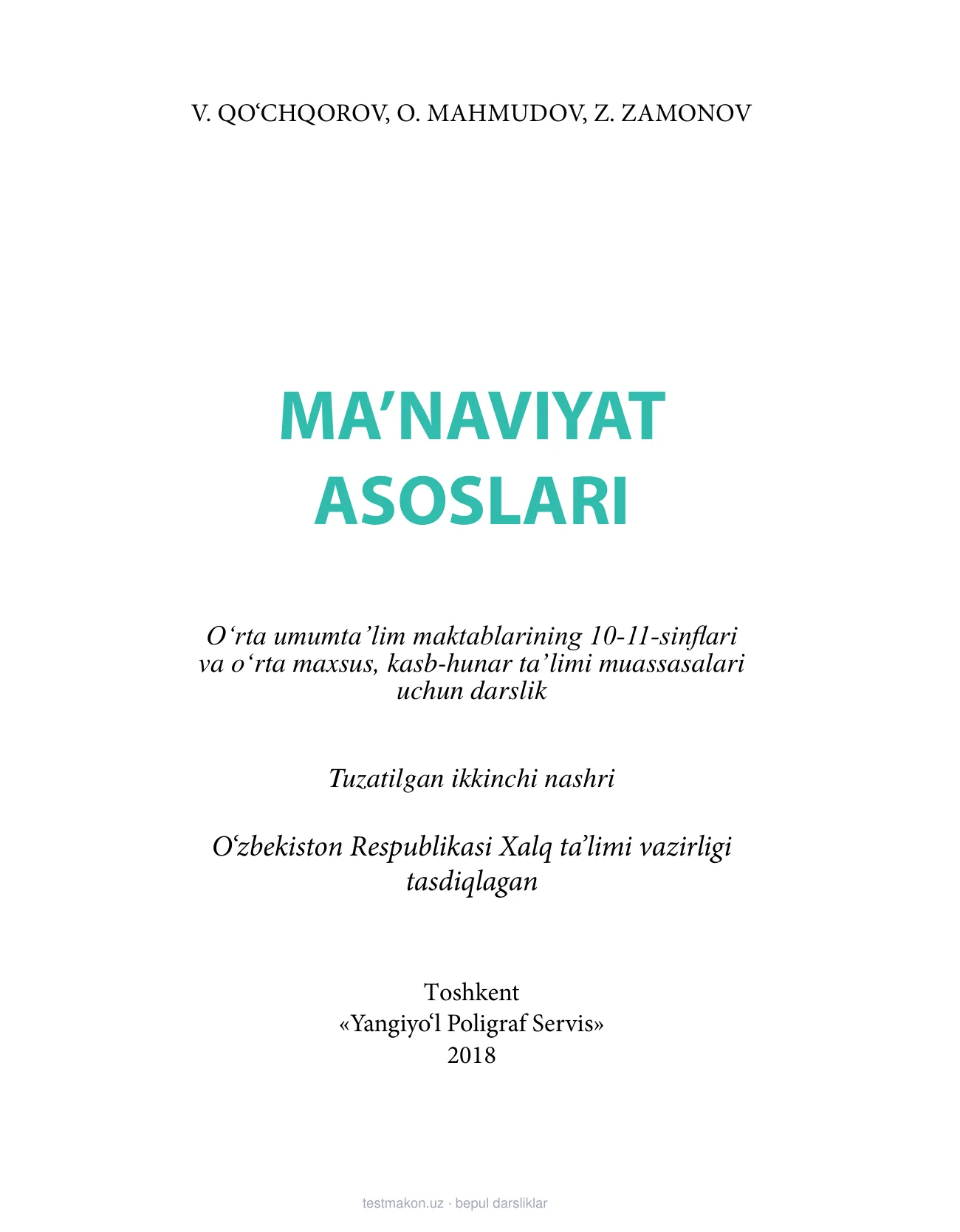 10-sinf Ma’naviyat asoslari