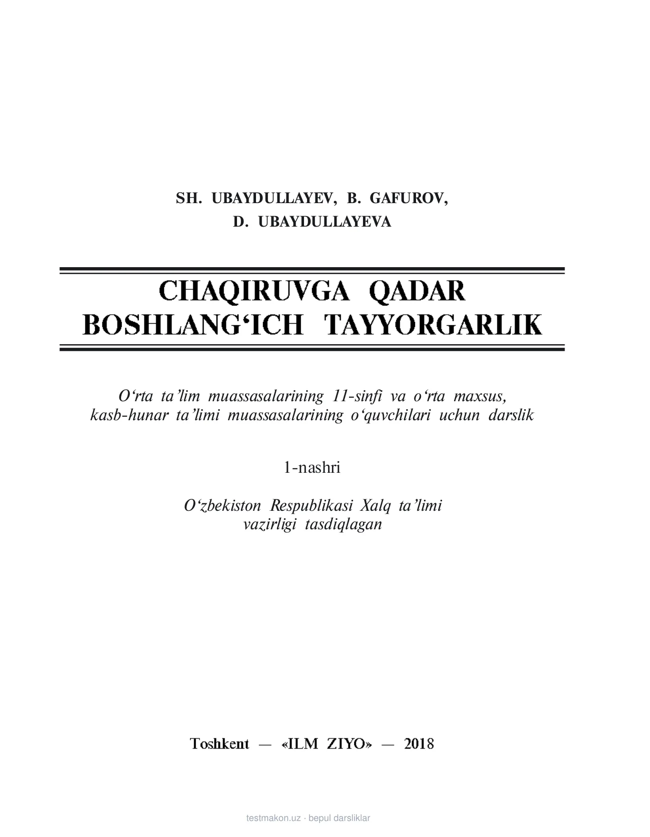 11-sinf Chaqiruvga qadar boshlang‘ich tayyorgarlik