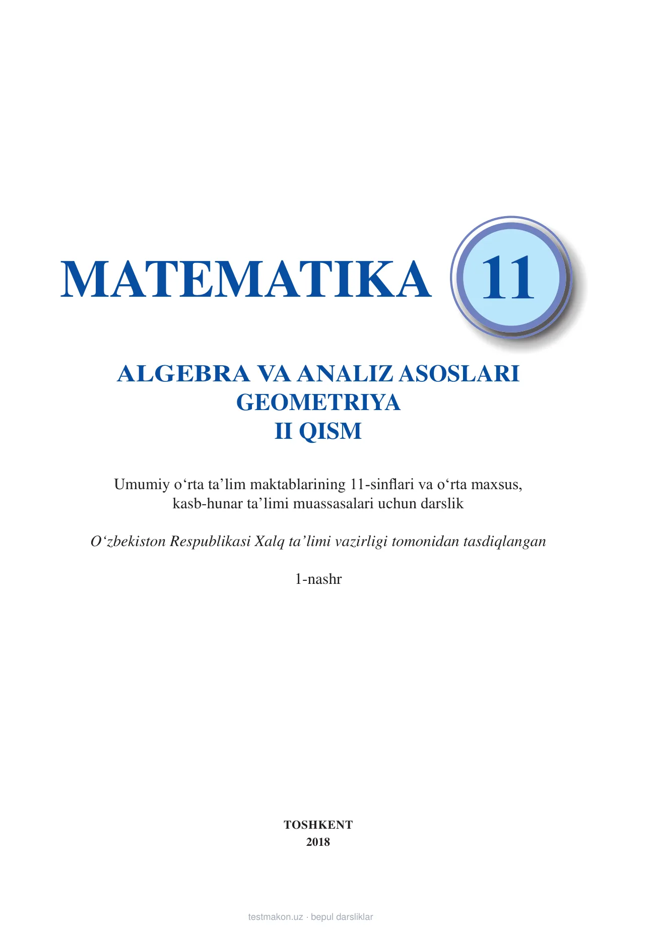 11-sinf Matematika 2-qism