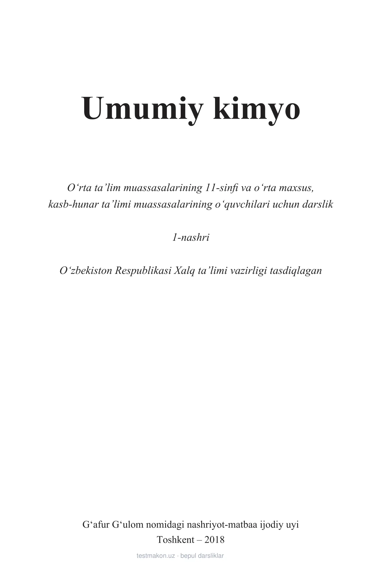 11-sinf Umumiy kimyo