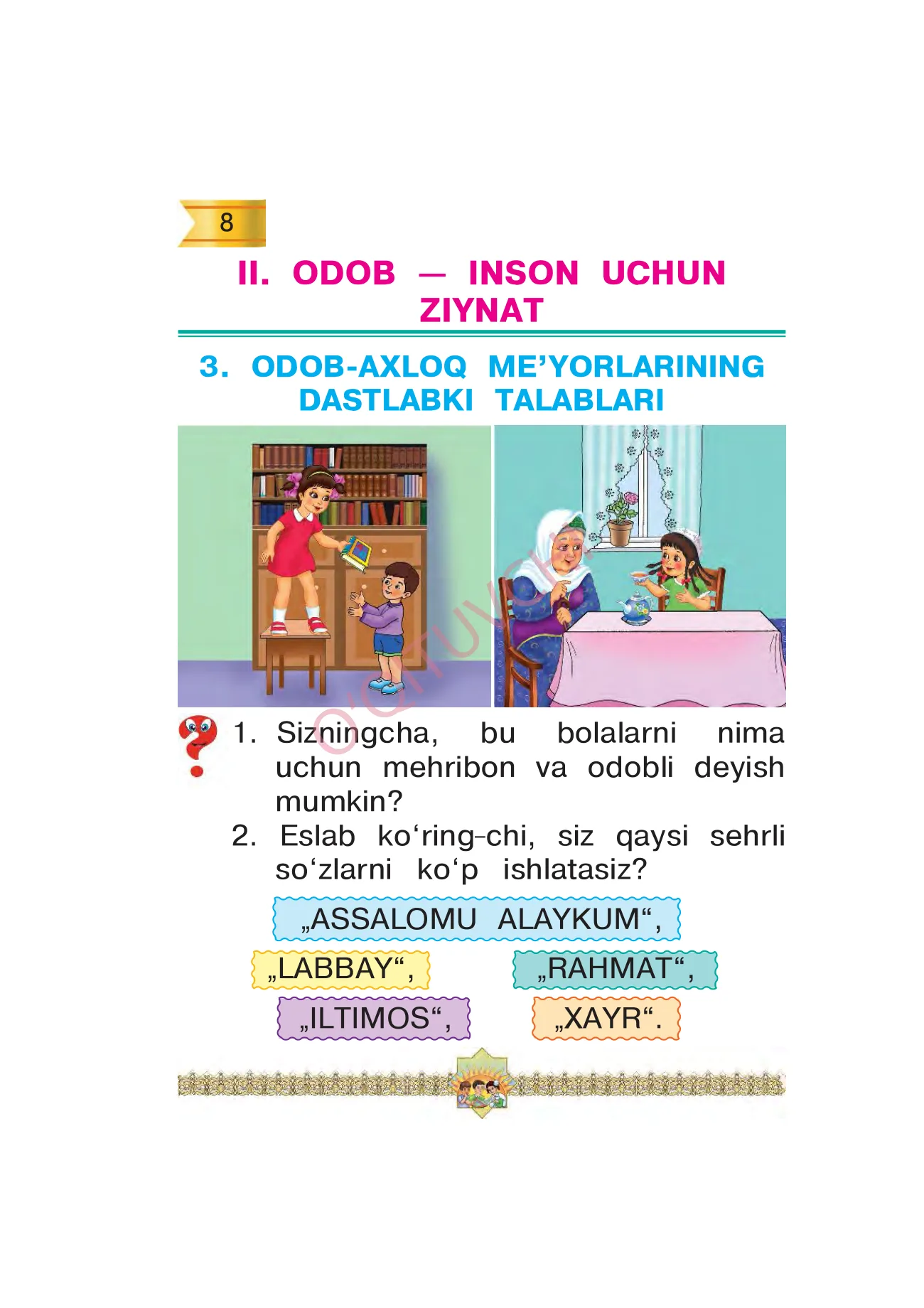 1-sinf Odobnoma — 8-bet