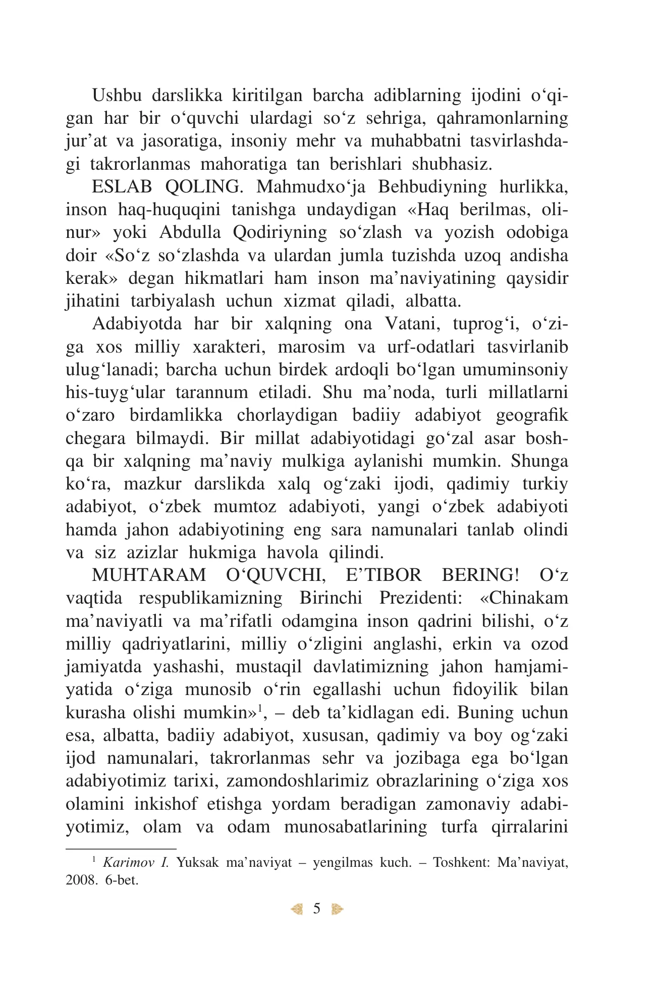 10-sinf Adabiyot 1-qism — 5-bet