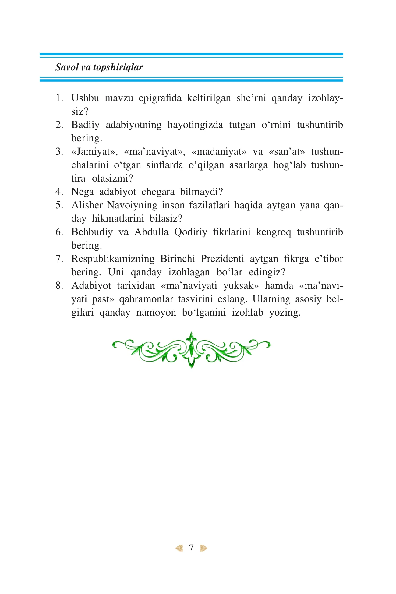 10-sinf Adabiyot 1-qism — 7-bet