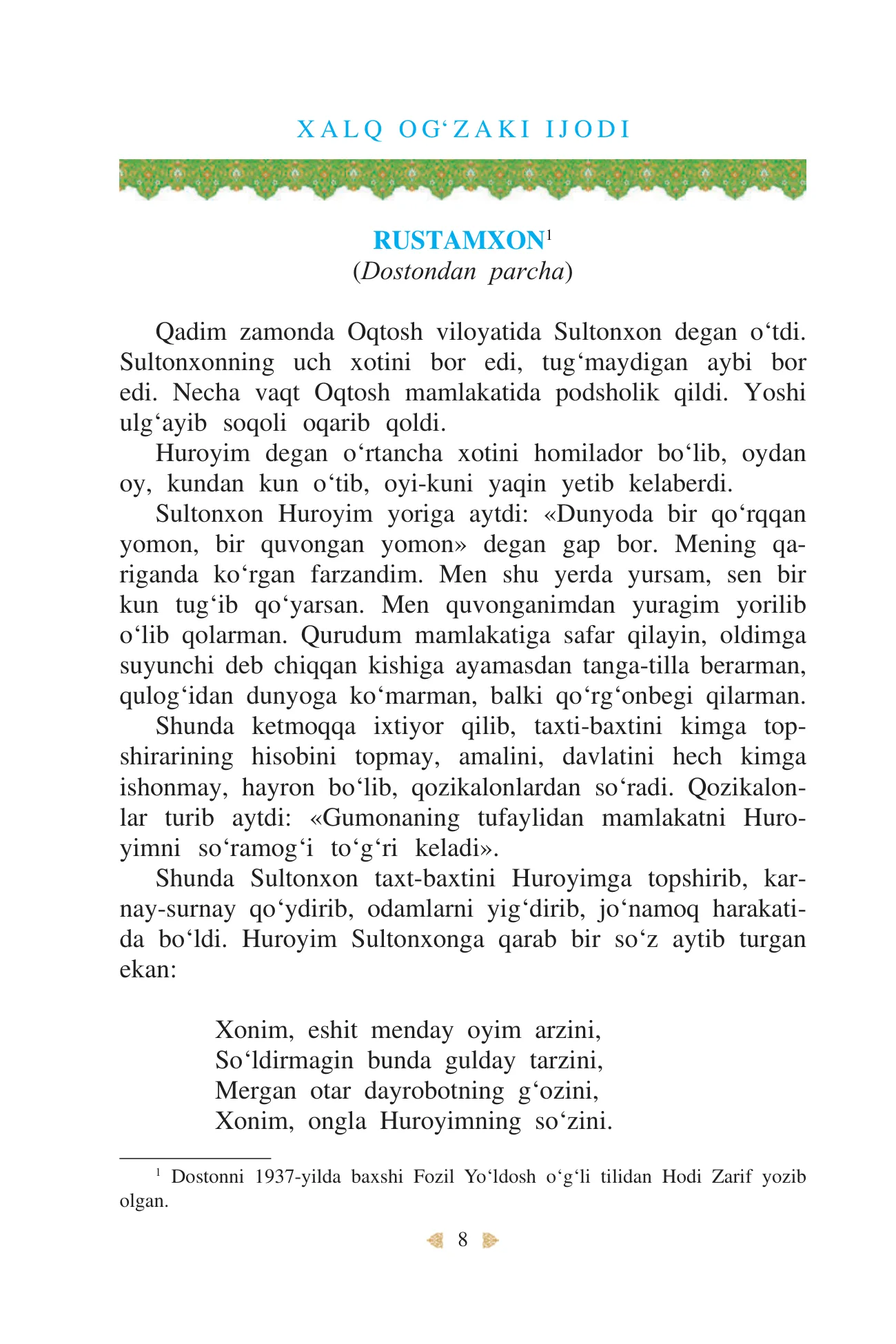 10-sinf Adabiyot 1-qism — 8-bet