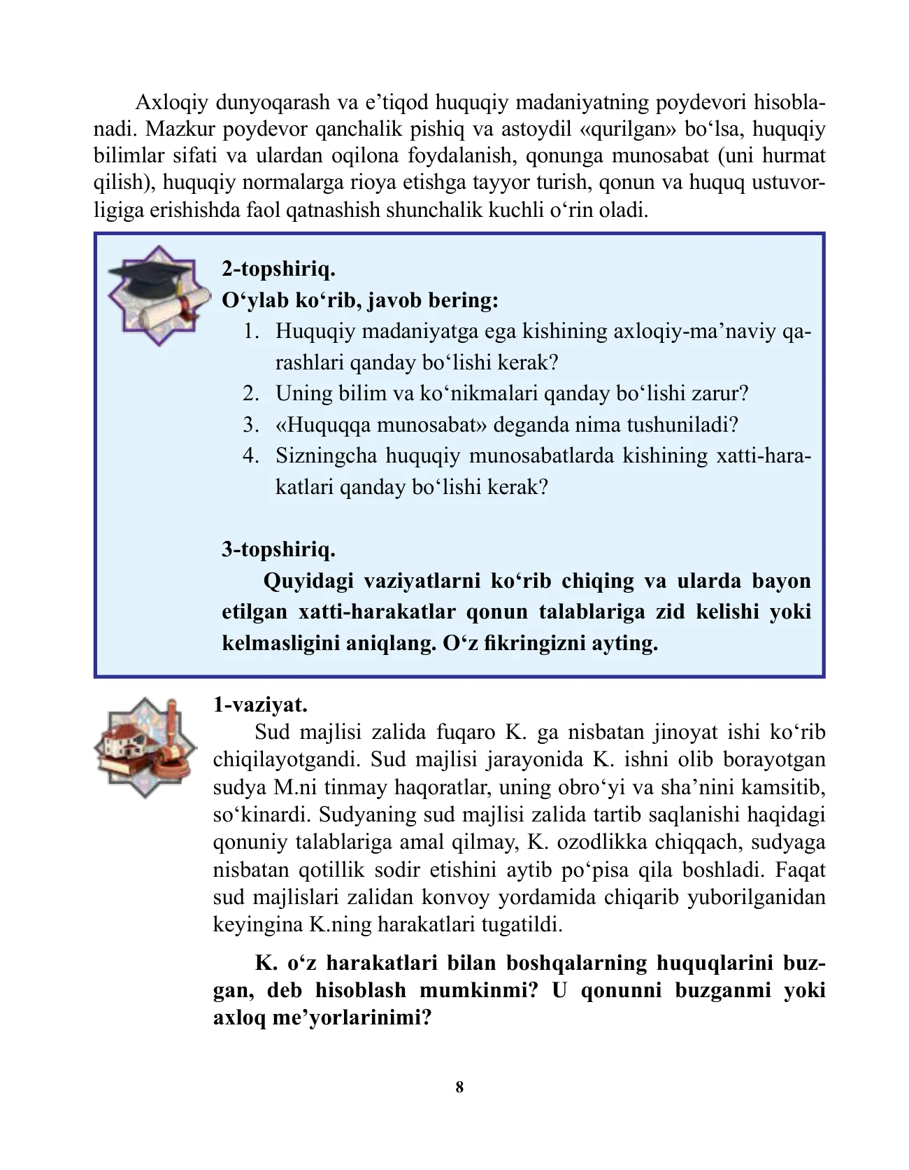 10-sinf Davlat va huquq — 8-bet