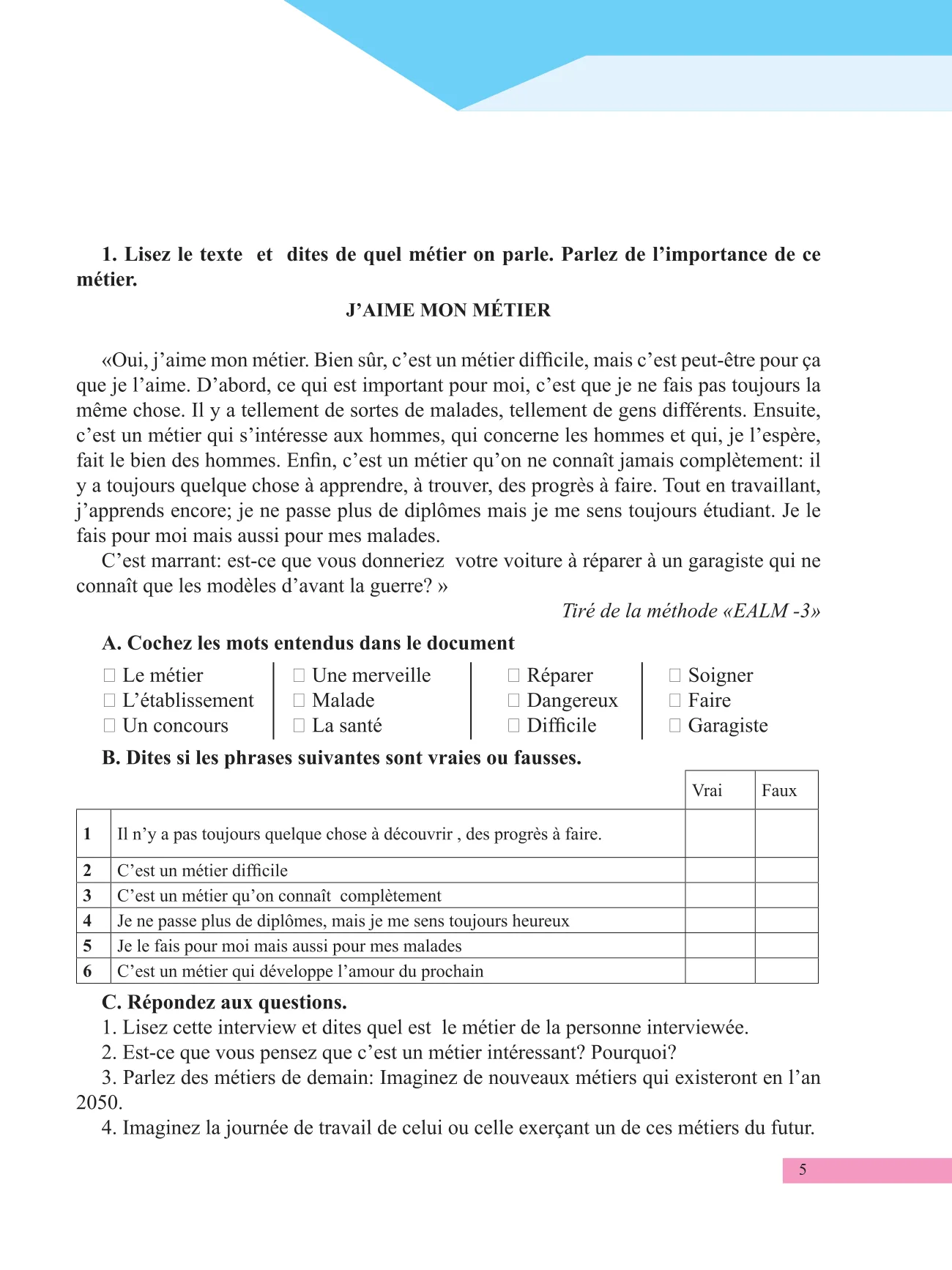 10-sinf Fransuz tili — 5-bet