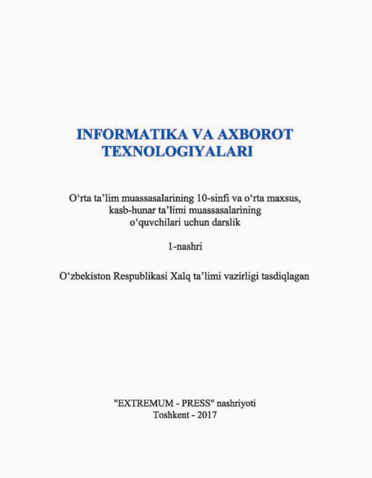 10-sinf Informatika — 1-bet