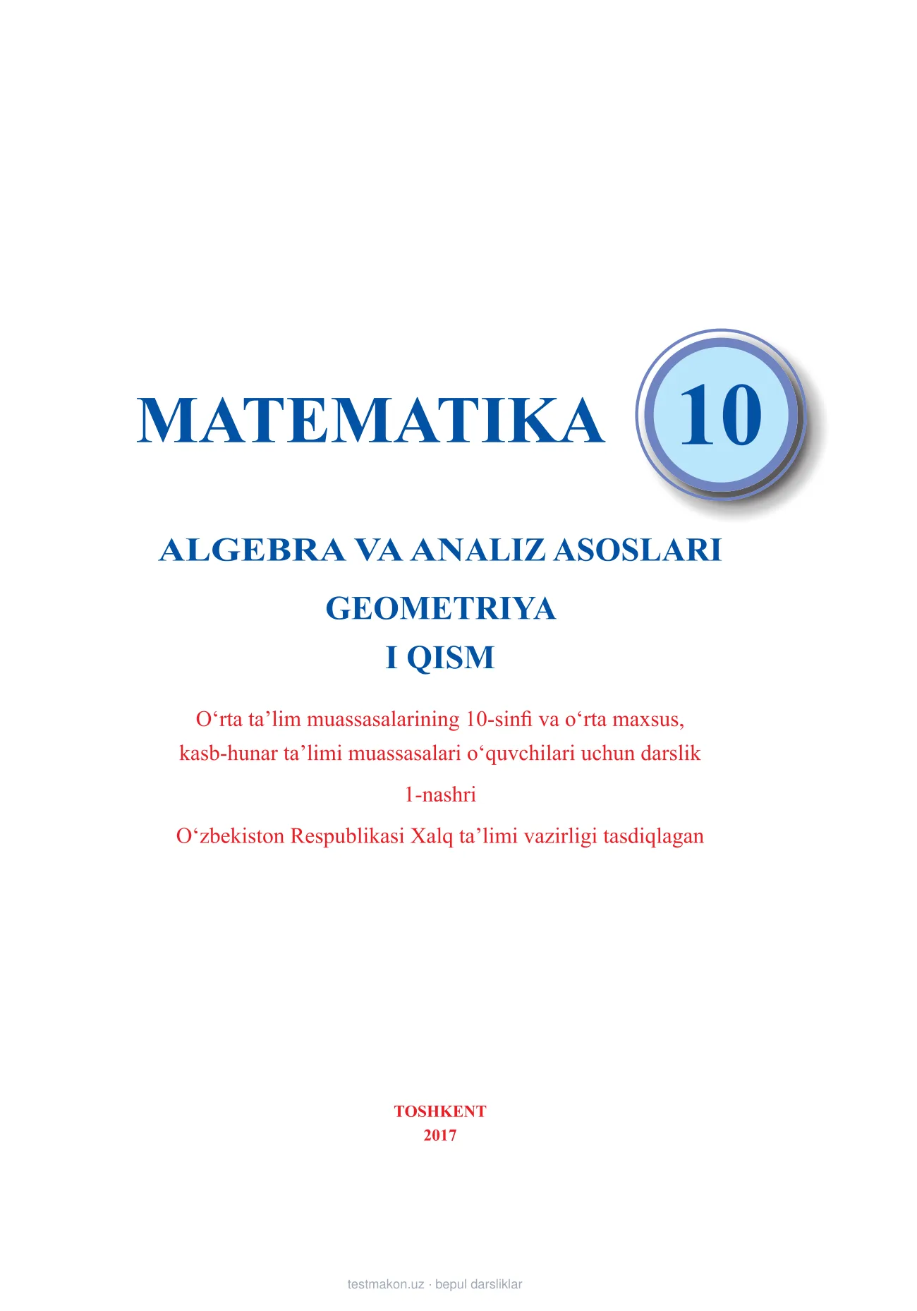 10-sinf Matematika — 1-bet