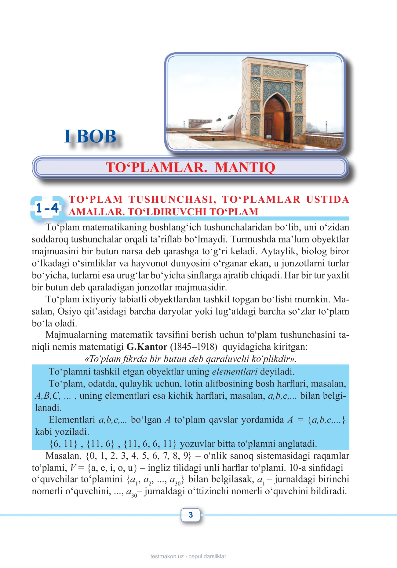 10-sinf Matematika — 3-bet