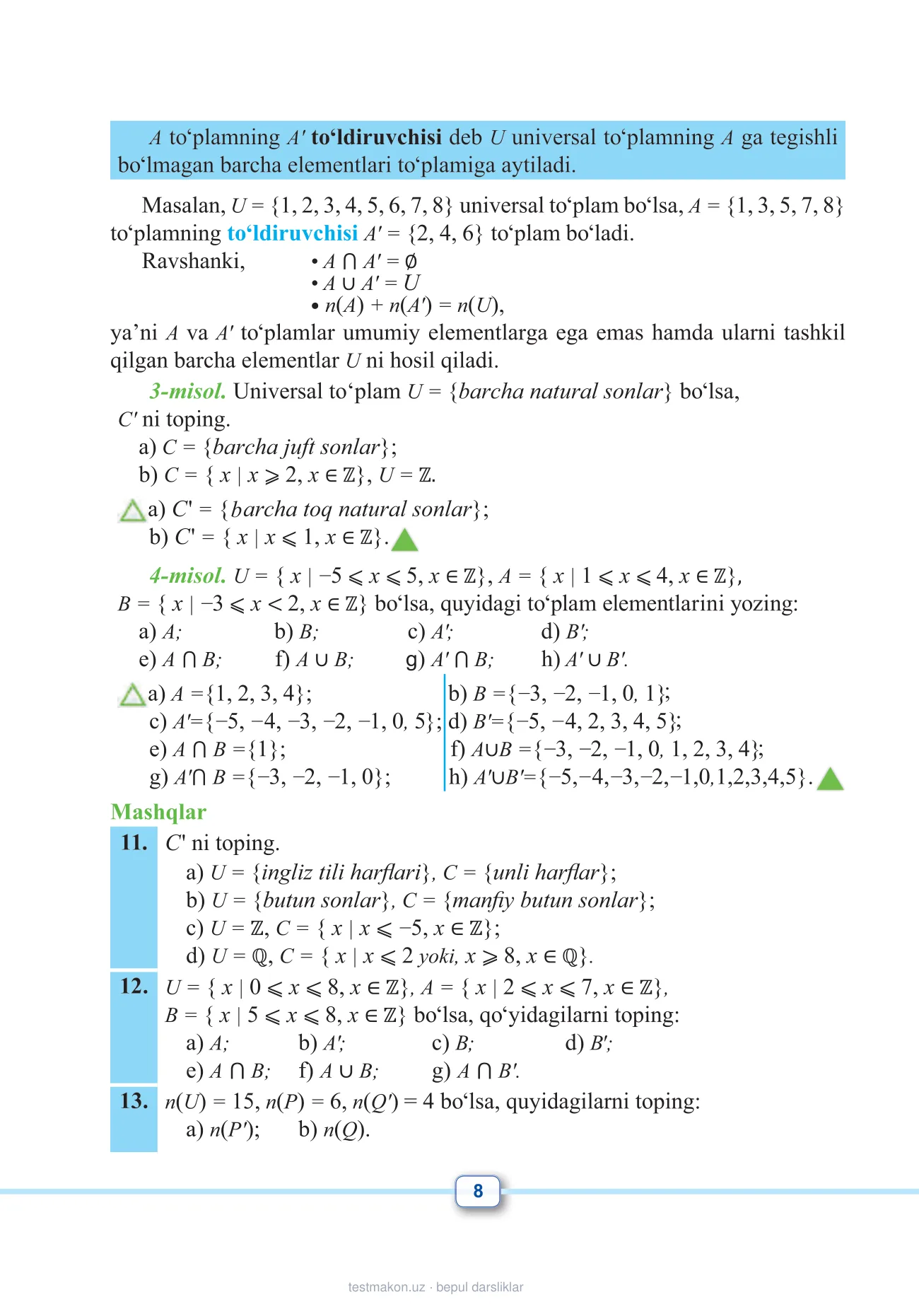 10-sinf Matematika — 8-bet