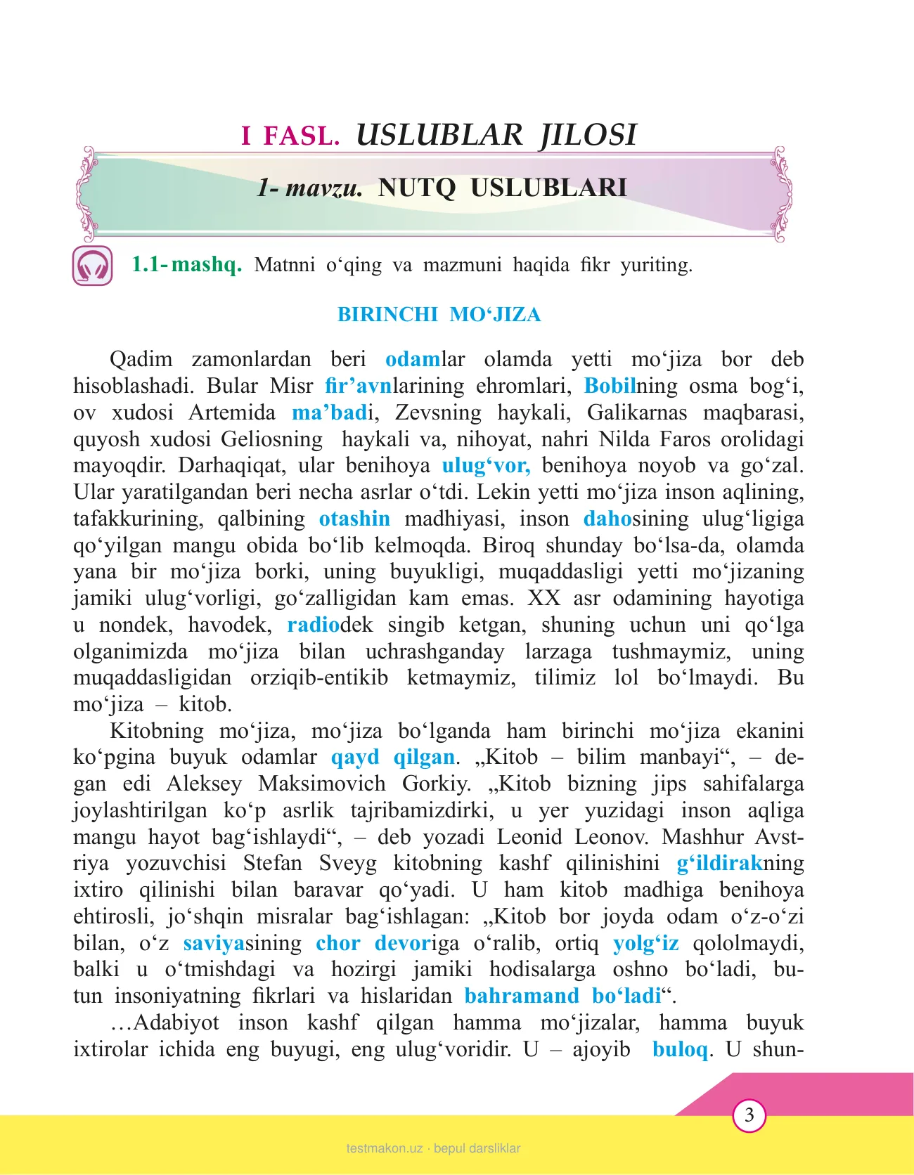 10-sinf Ona tili — 3-bet