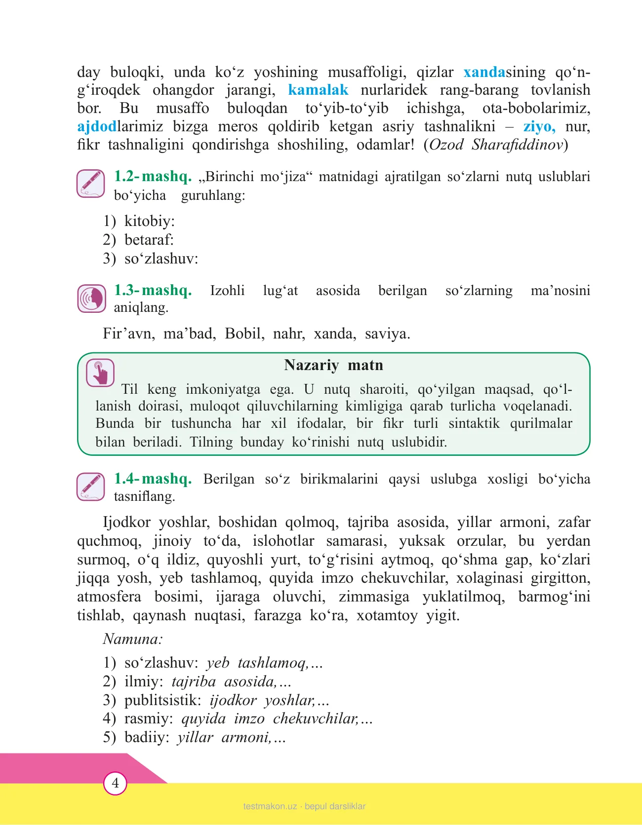 10-sinf Ona tili — 4-bet