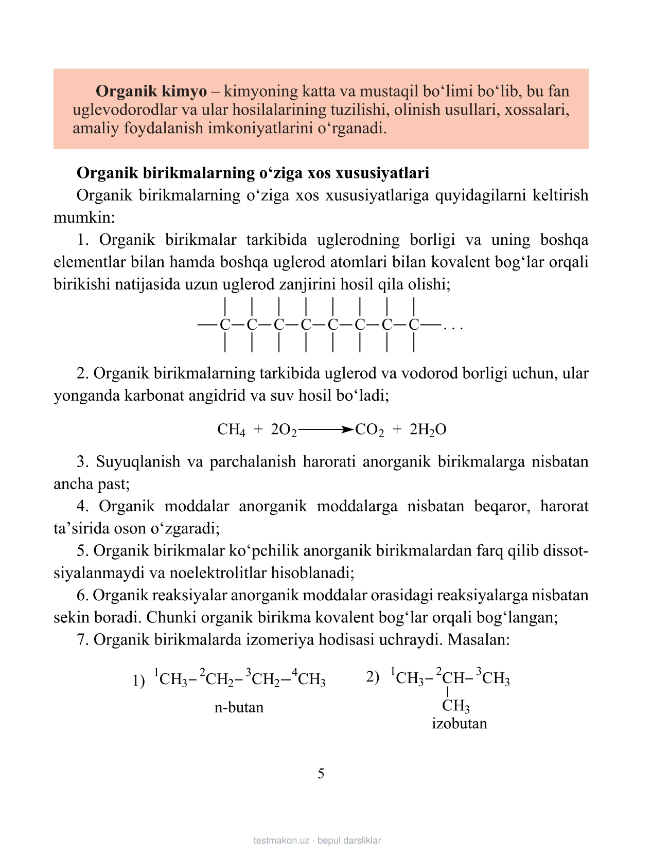 10-sinf Organik kimyo — 5-bet