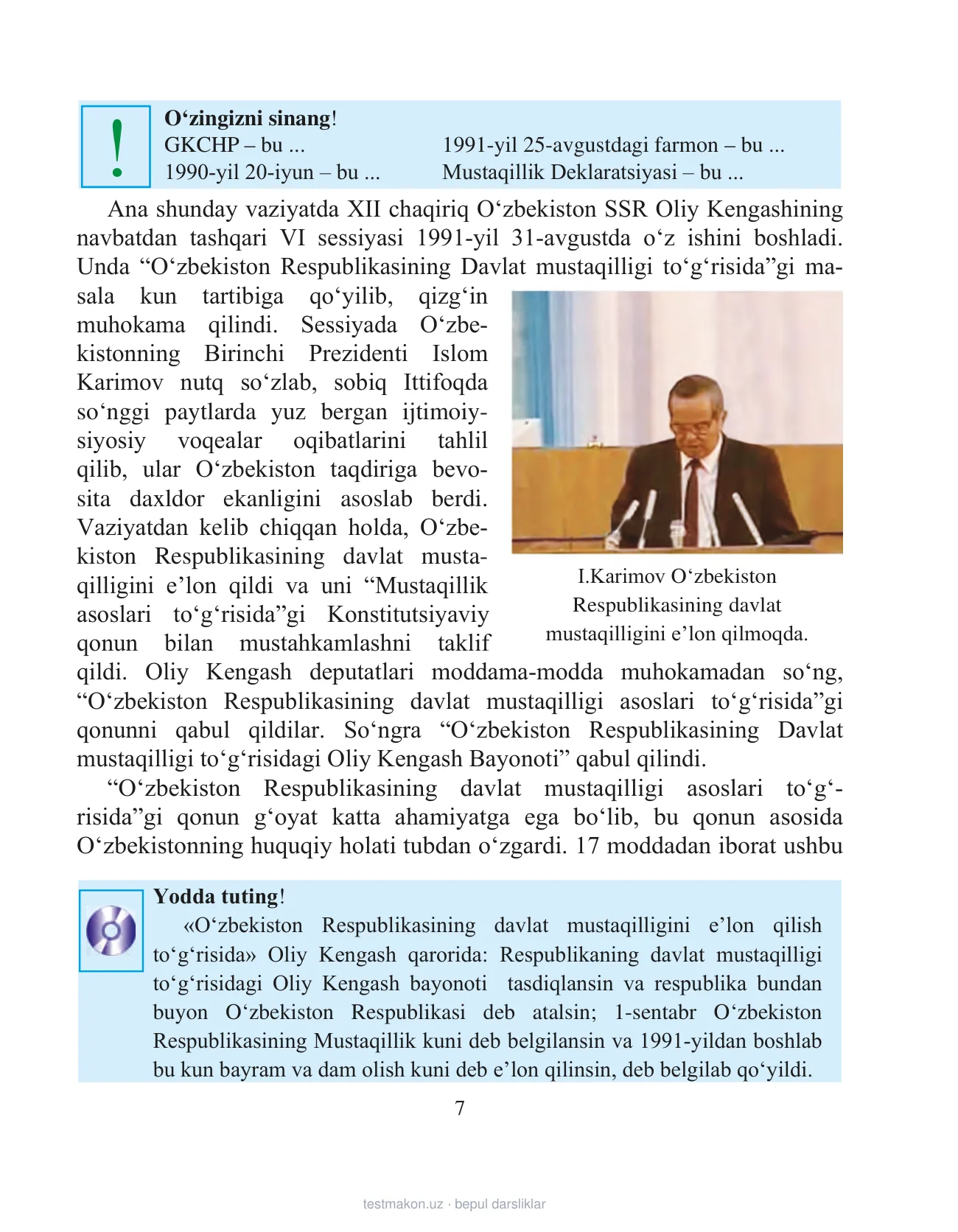 11-sinf O‘zbekiston tarixi — 7-bet