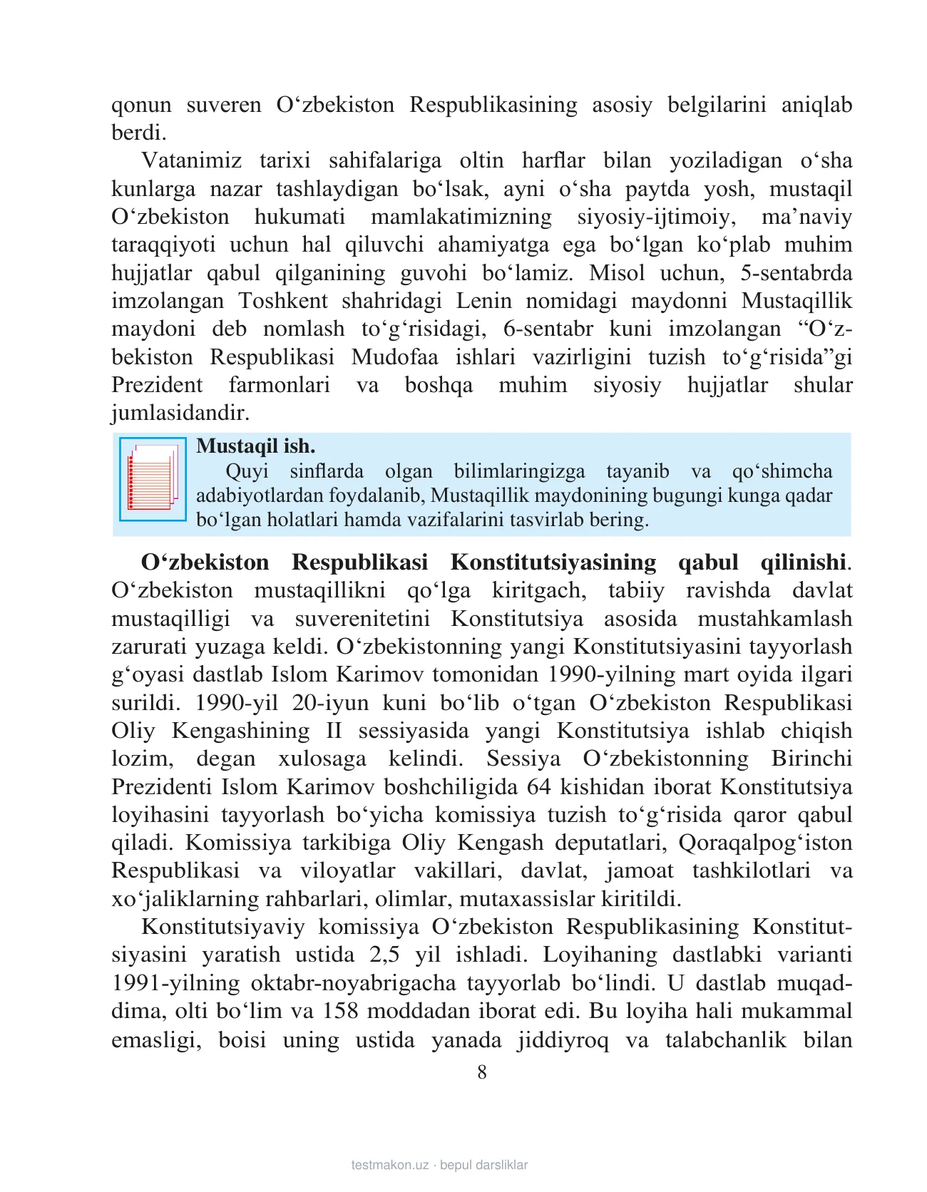 11-sinf O‘zbekiston tarixi — 8-bet