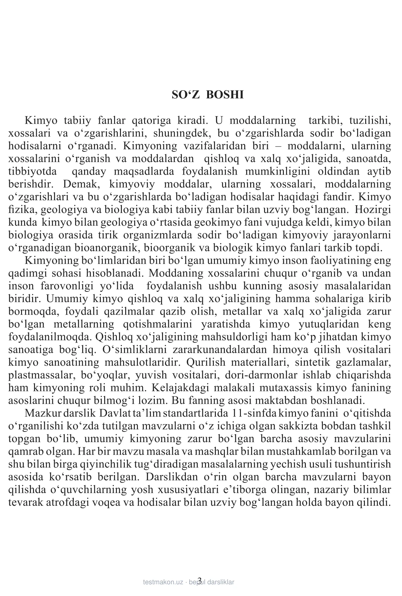 11-sinf Umumiy kimyo — 3-bet