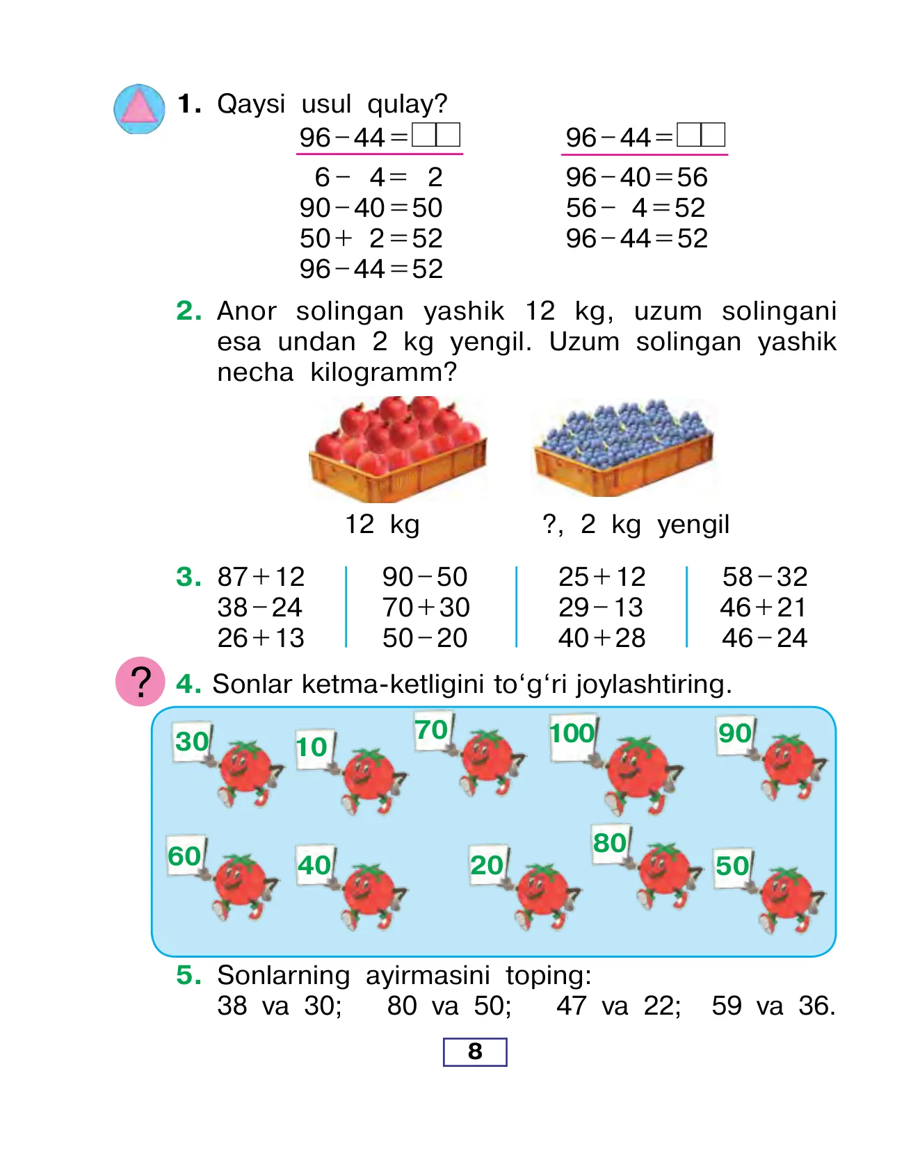 2-sinf Matematika — 8-bet