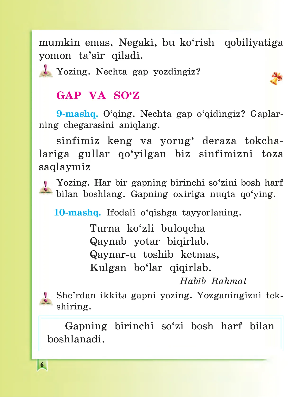 2-sinf Ona tili — 6-bet