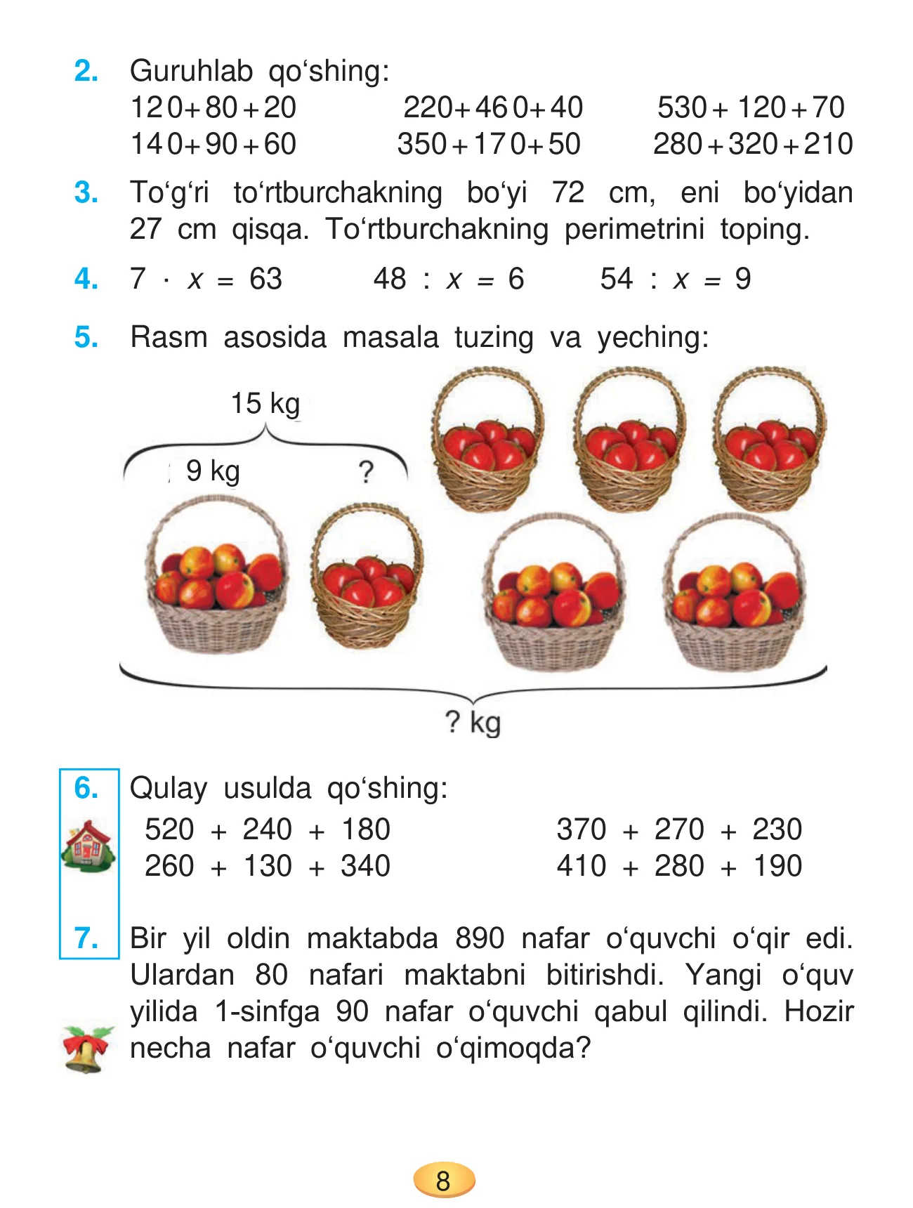 3-sinf Matematika — 8-bet