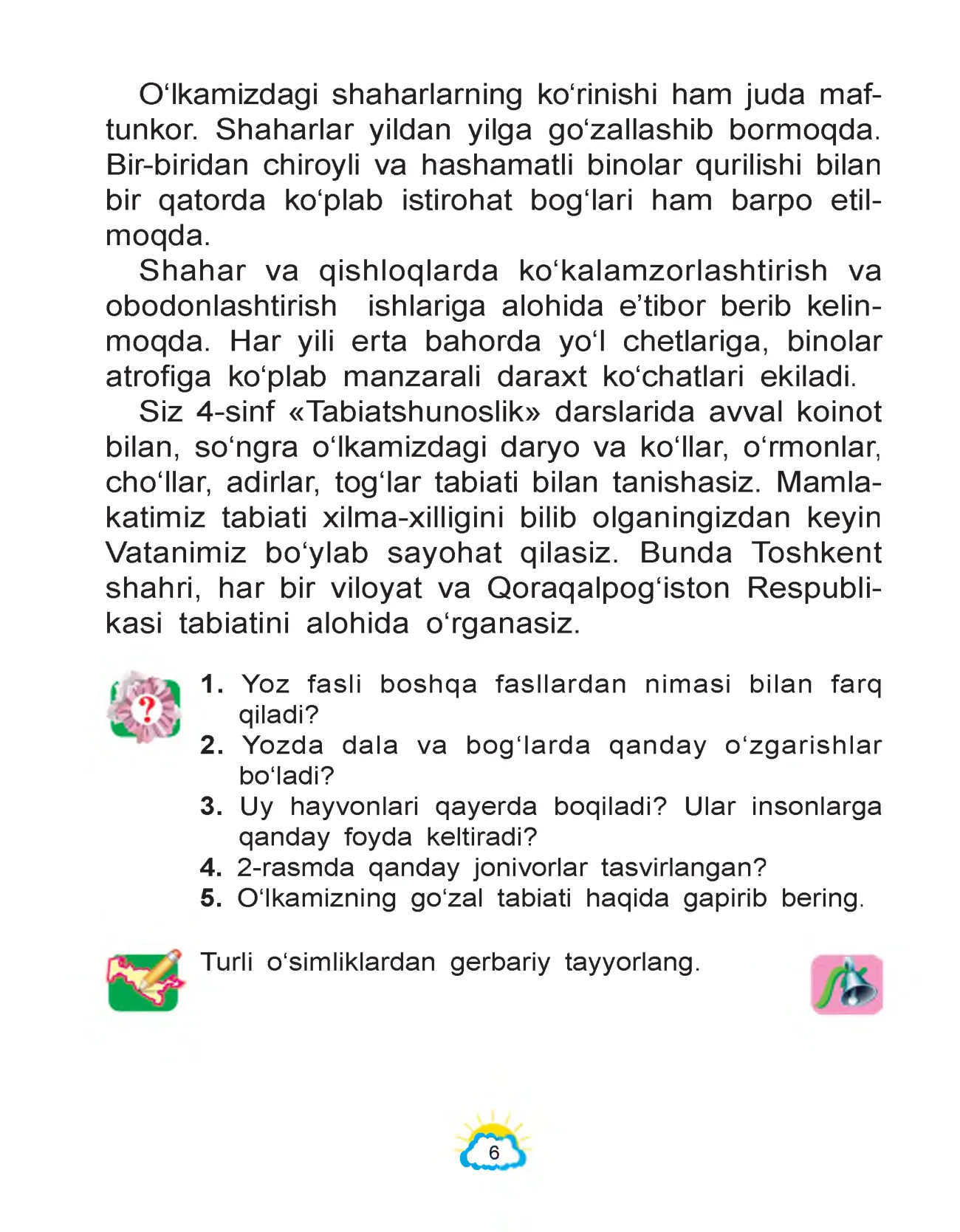 4-sinf Tabiatshunoslik — 6-bet