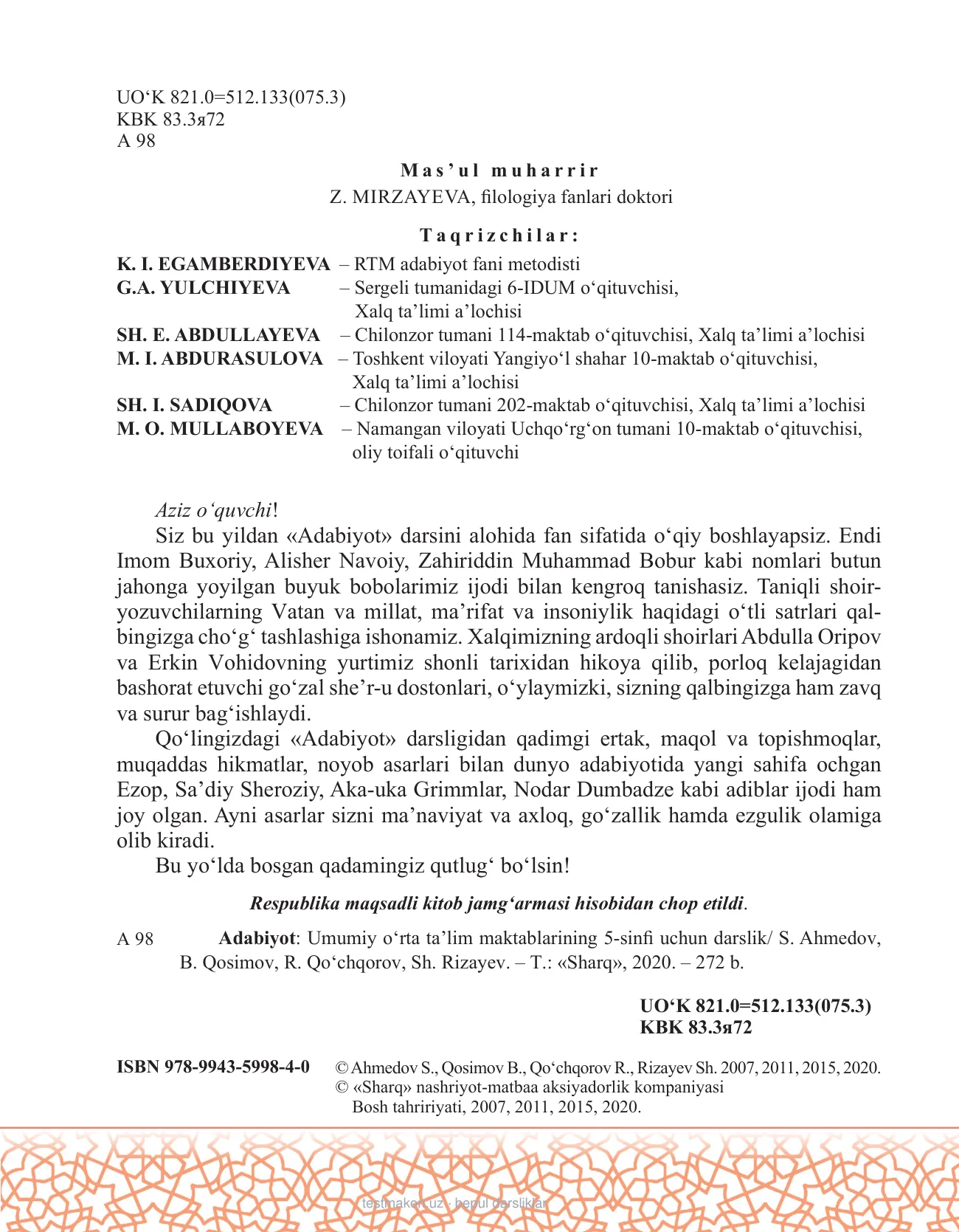 5-sinf Adabiyot — 2-bet
