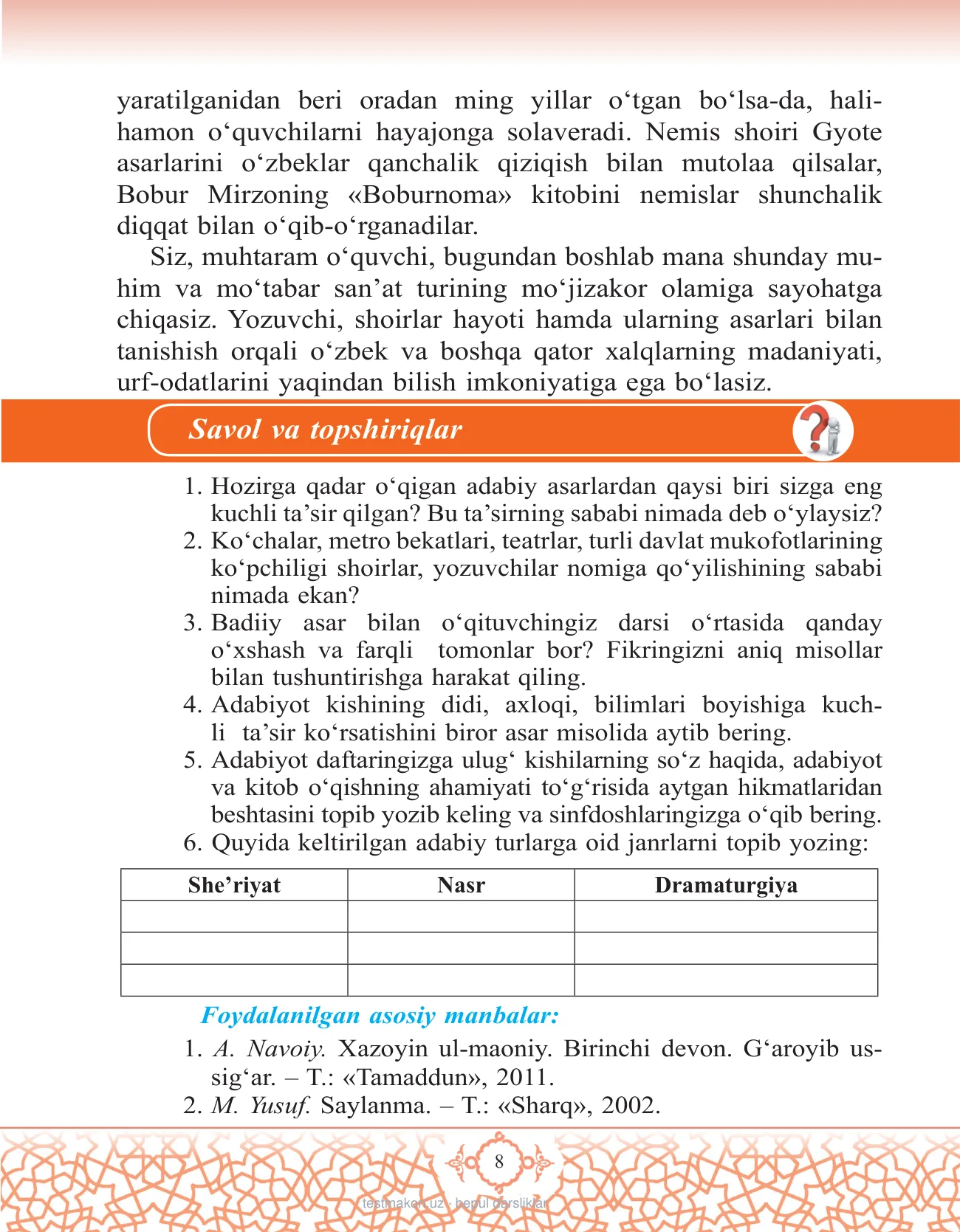 5-sinf Adabiyot — 8-bet