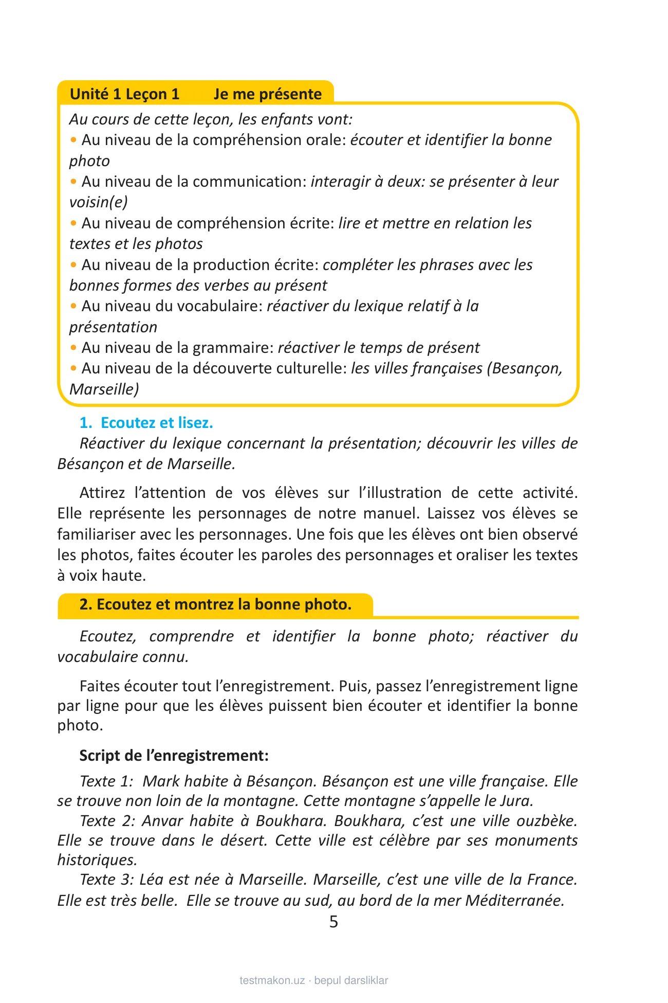 5-sinf Fransuz tili (metodika) — 5-bet