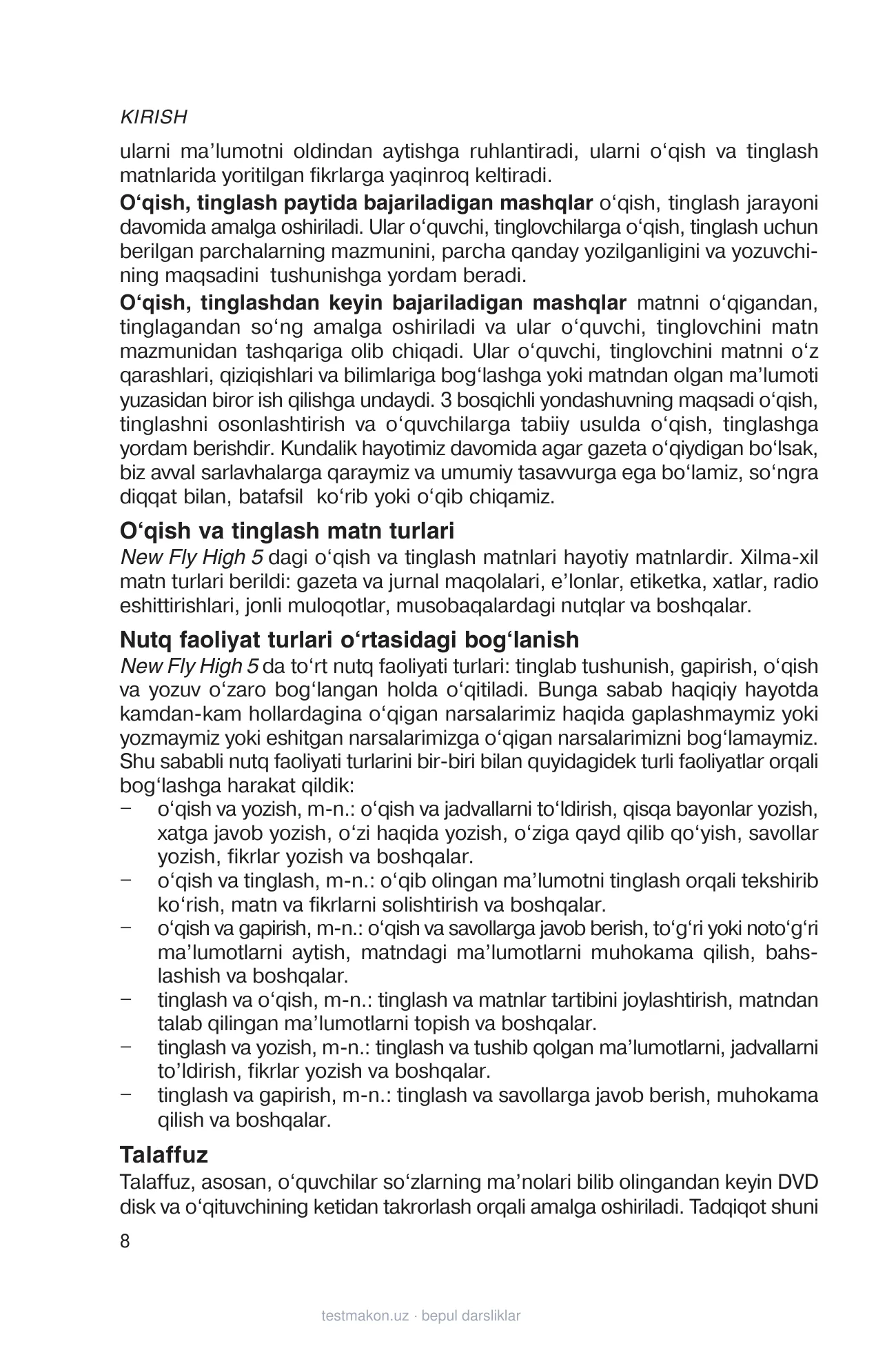 5-синф Инглиз тили (методика) — 8-бет