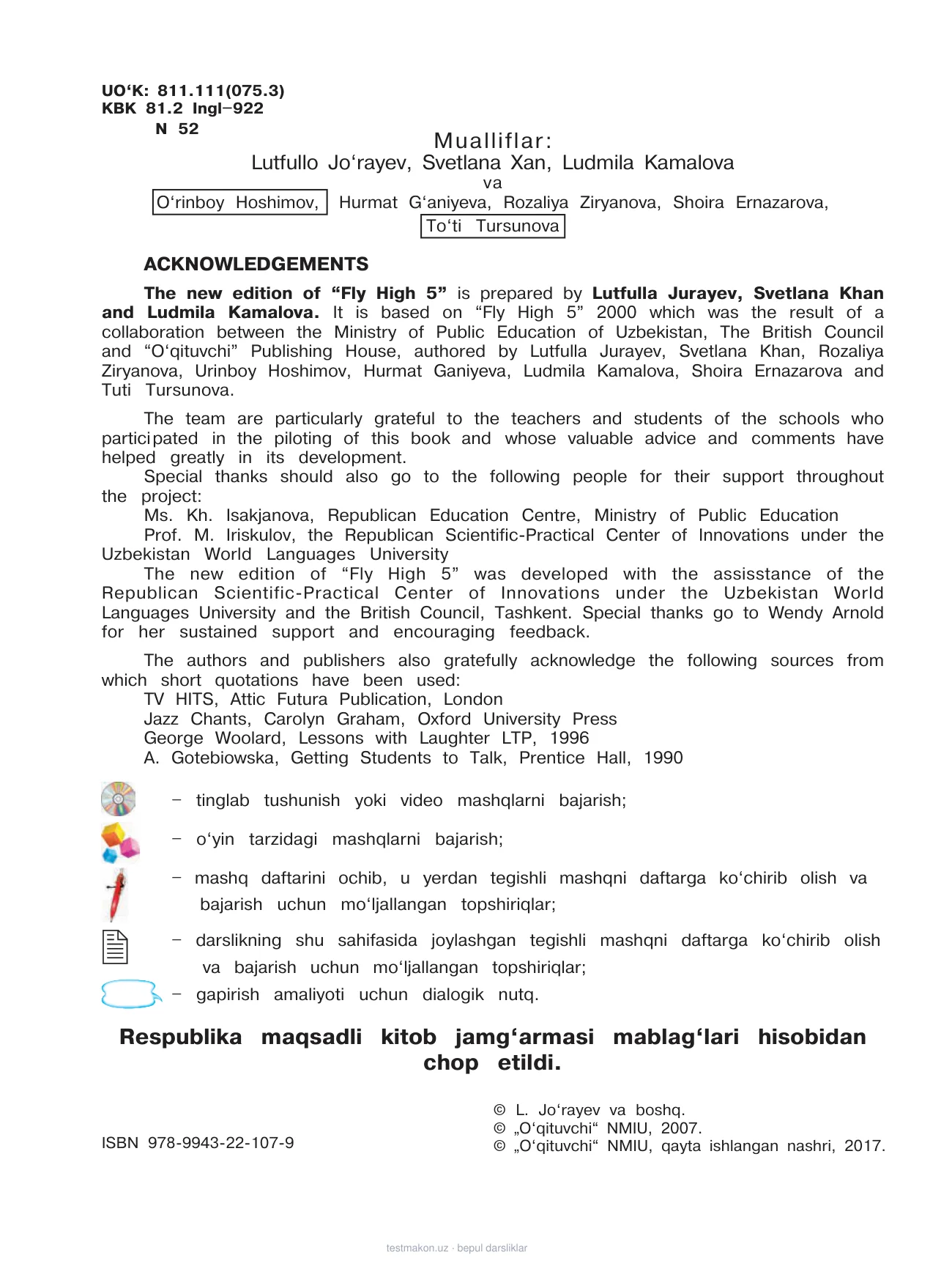 5-синф Инглиз тили — 2-бет