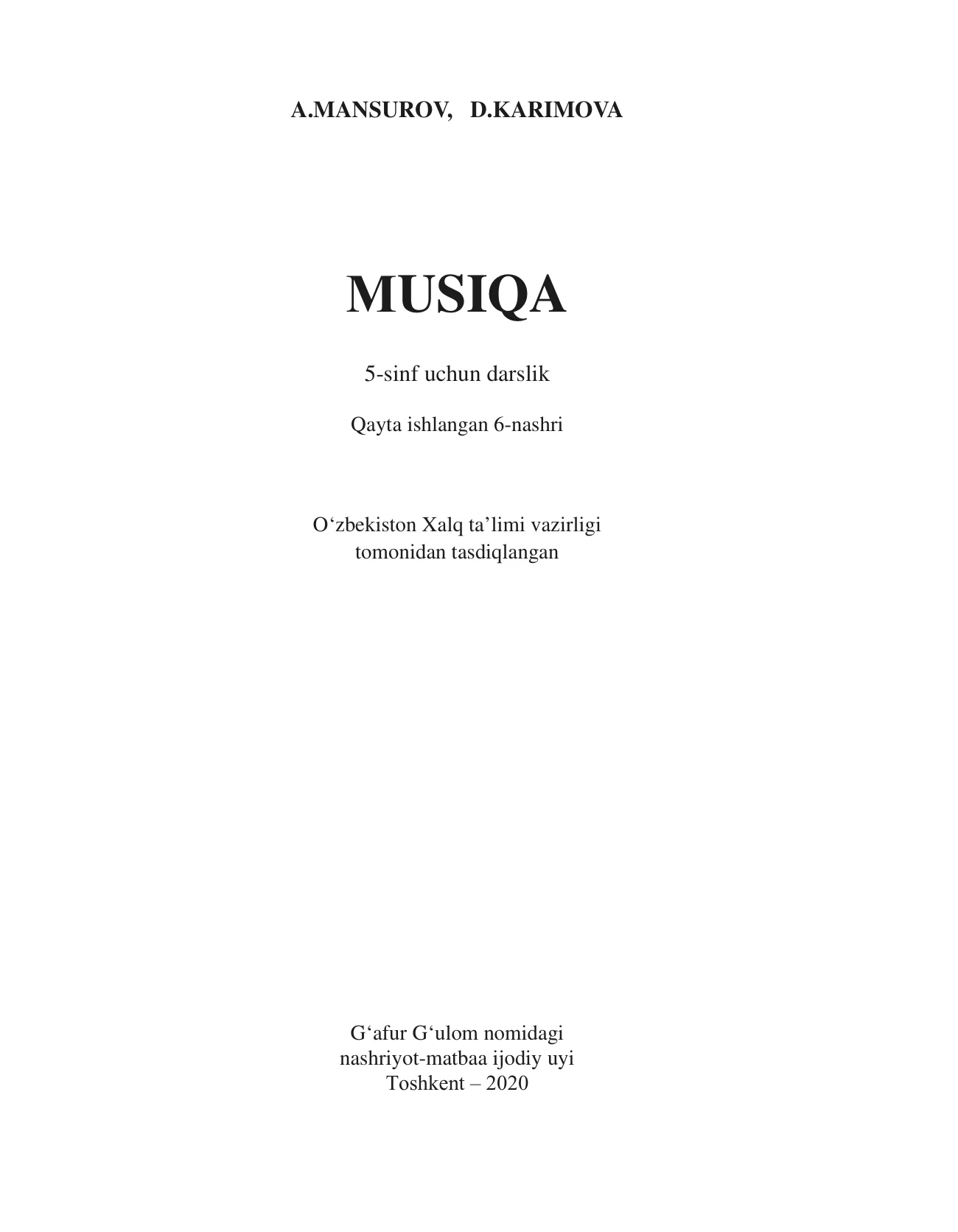 5-sinf Musiqa — 1-bet