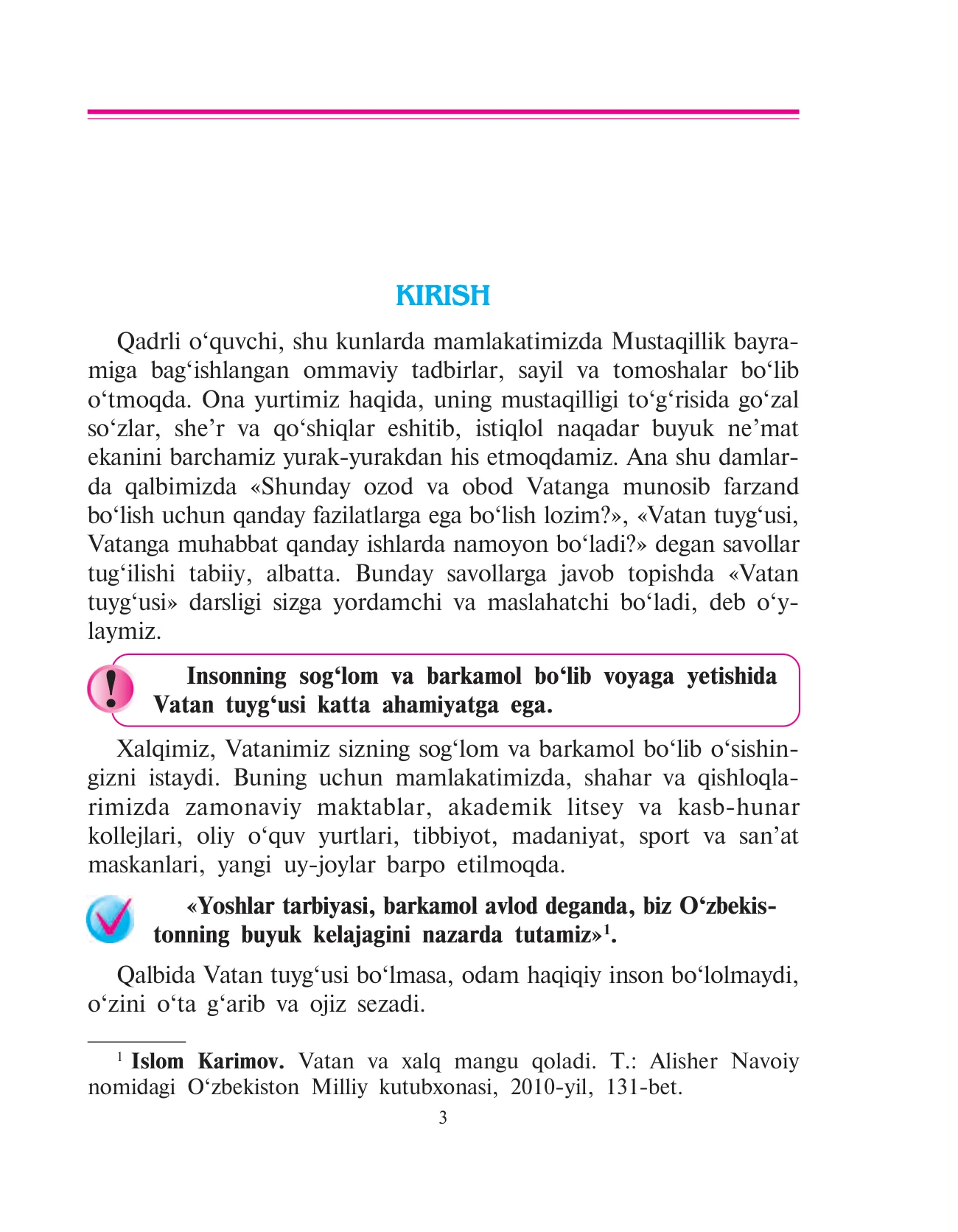 5-sinf Vatan tuyg‘usi — 3-bet