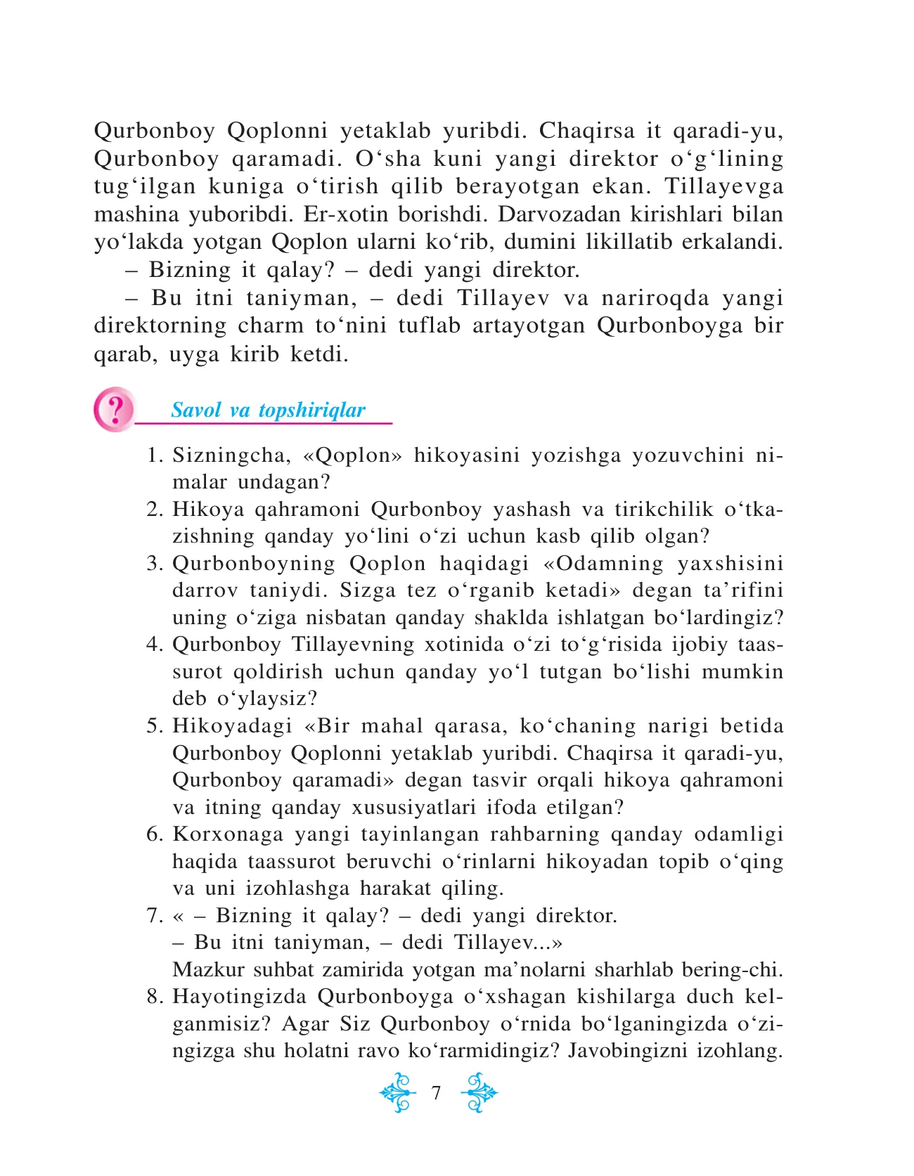 6-sinf Adabiyot (2-qism) — 7-bet
