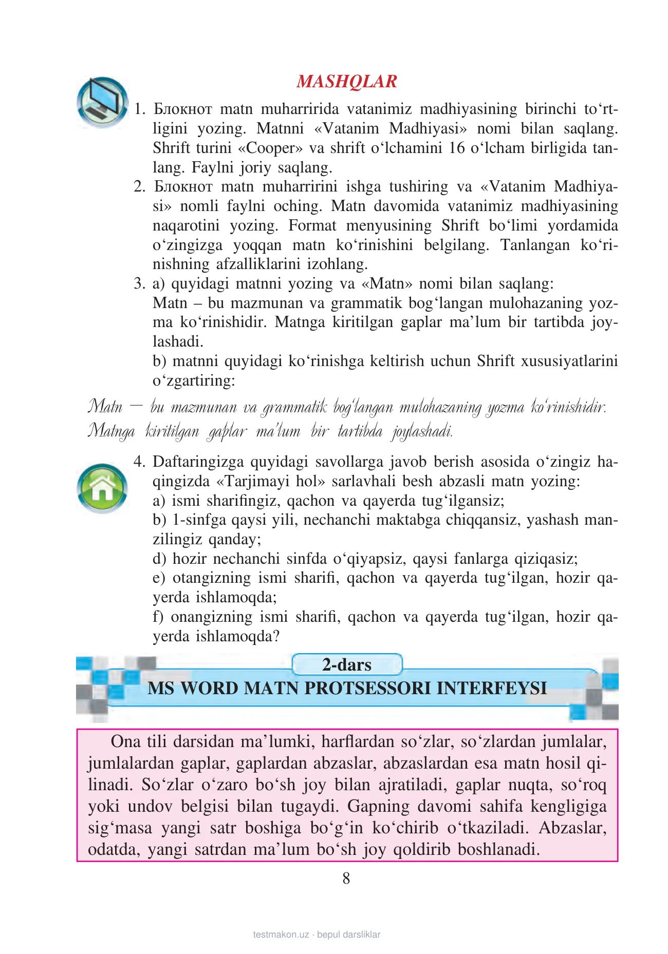 6-sinf Informatika — 8-bet