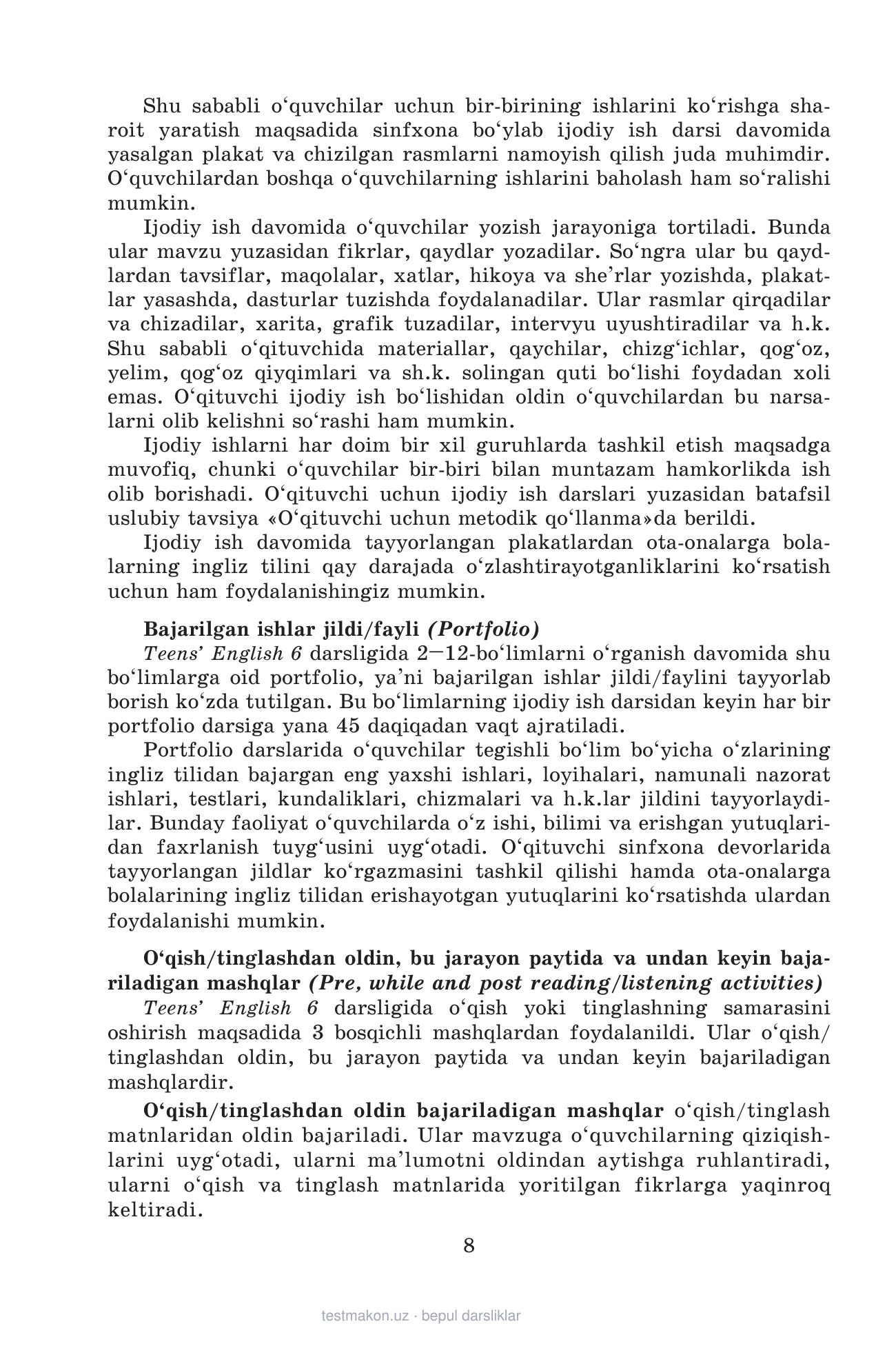 6-sinf Ingliz tili (metodika) — 8-bet