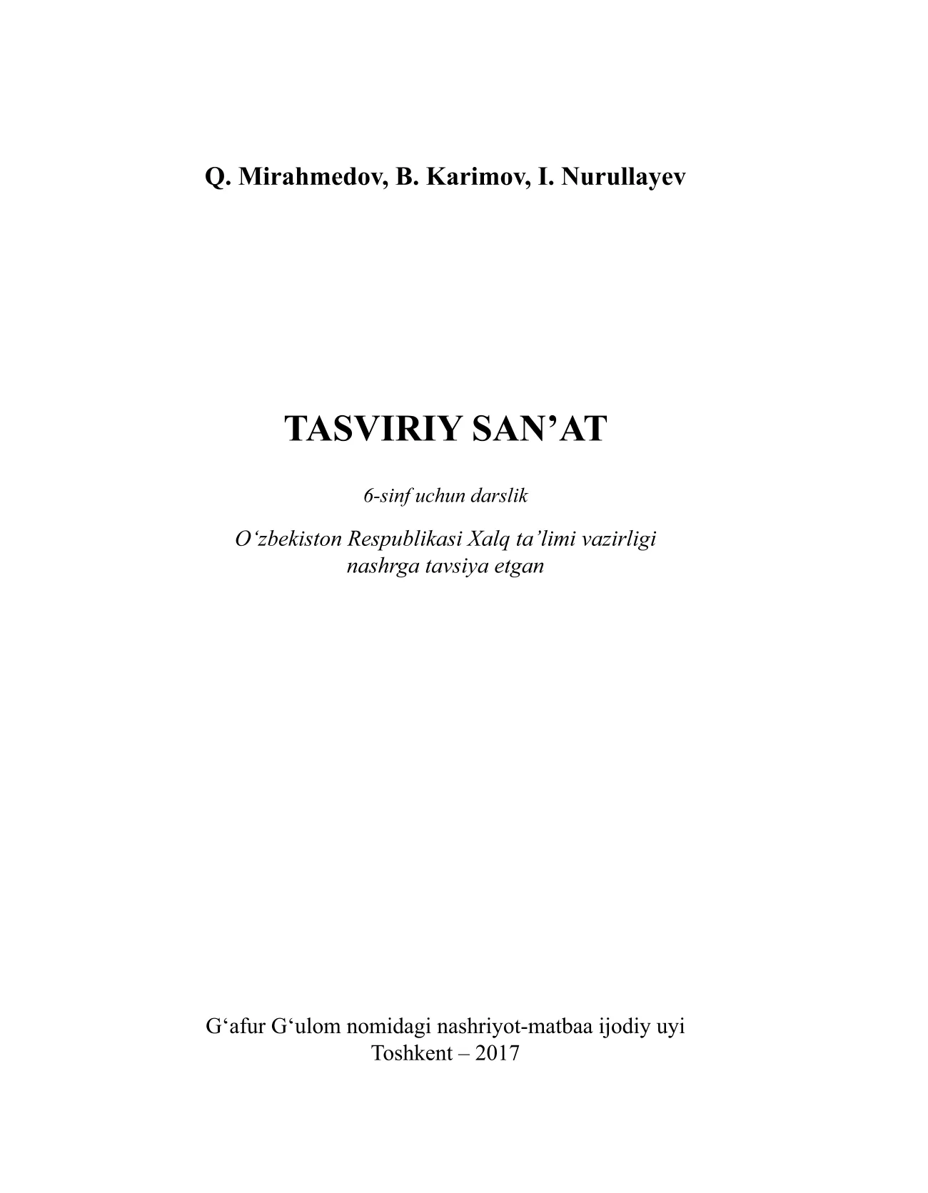 6-sinf Tasviriy san’at — 1-bet