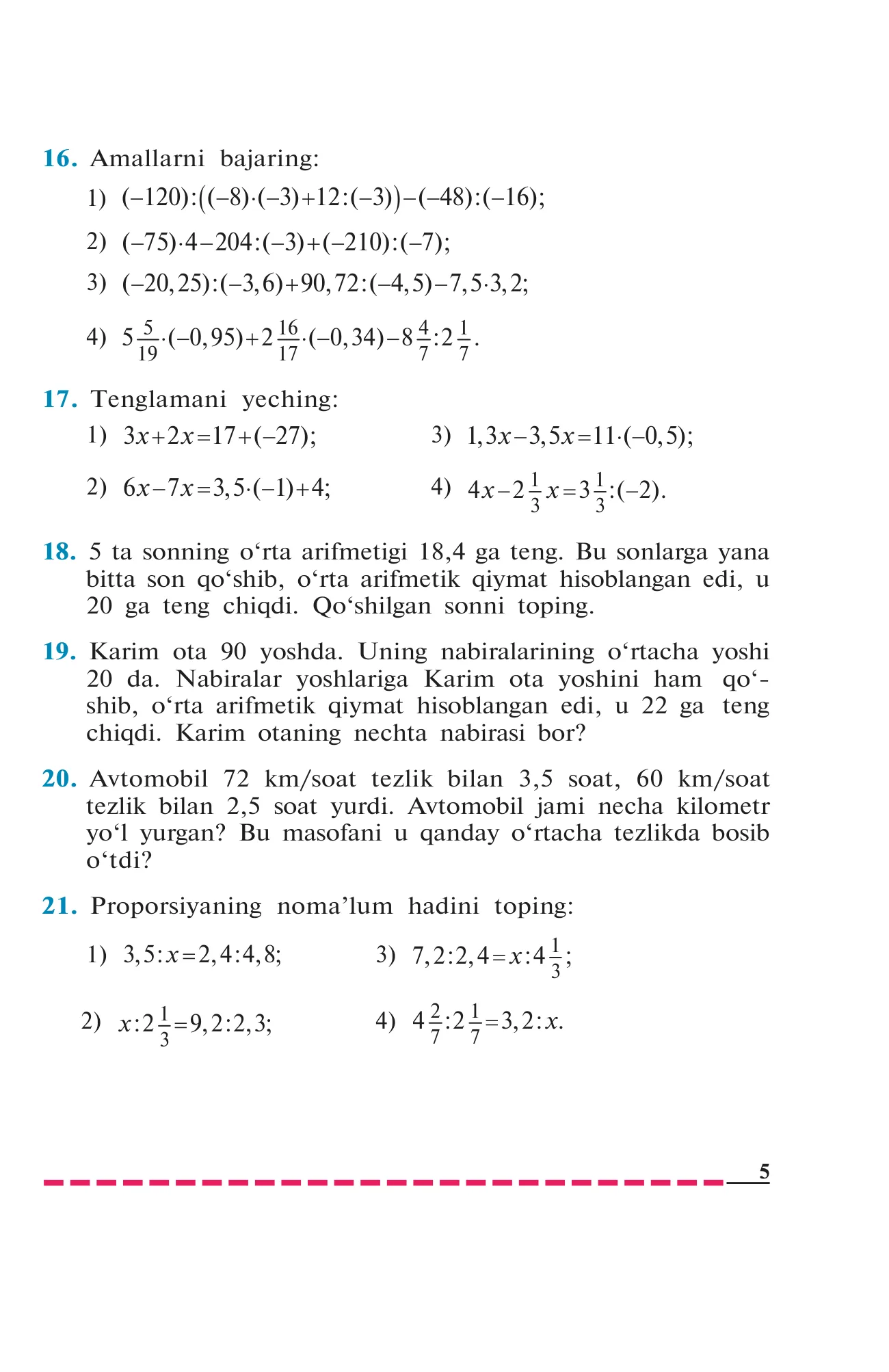 7-sinf Algebra — 5-bet