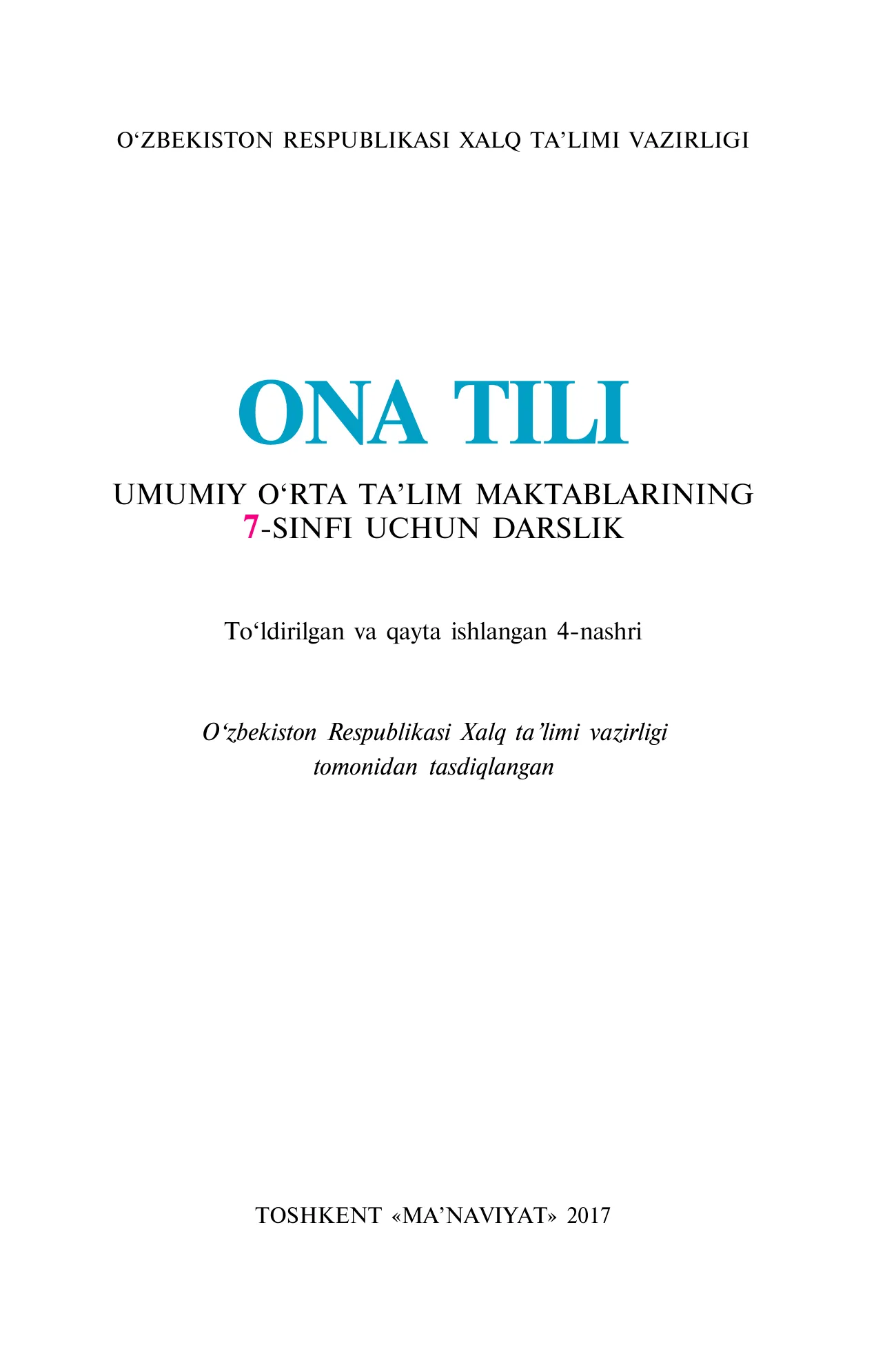 7-sinf Ona tili — 1-bet