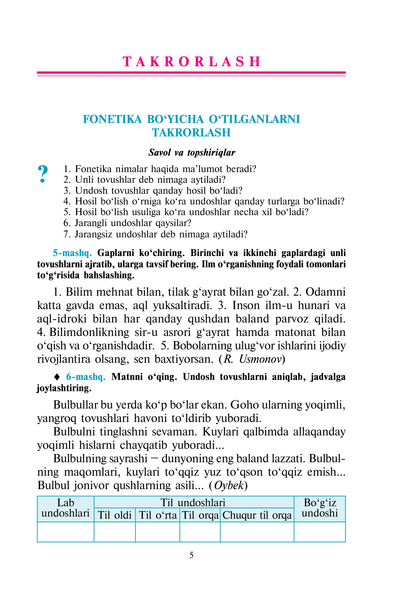 7-sinf Ona tili — 5-bet