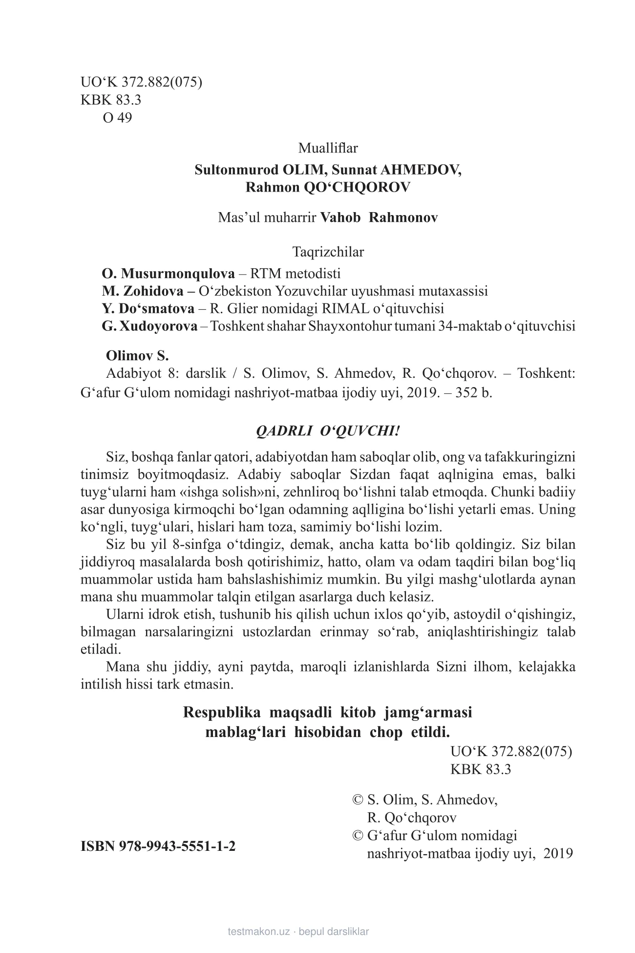 8-sinf Adabiyot — 2-bet