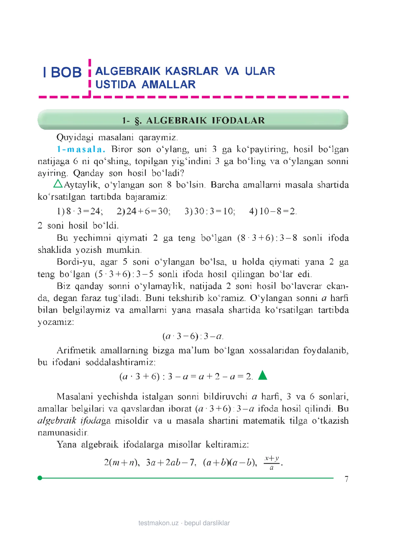 8-sinf Algebra — 7-bet