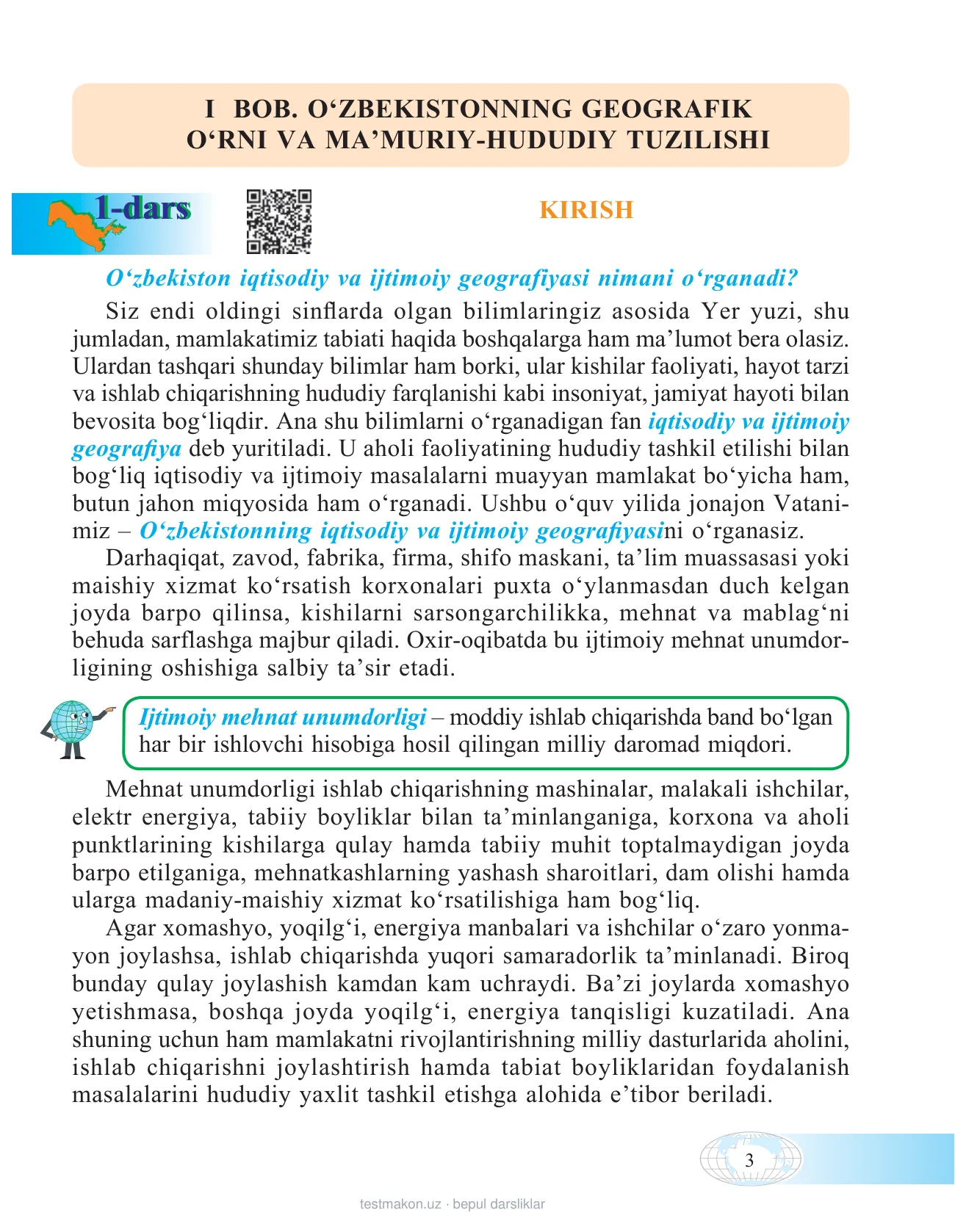 8-sinf Ijtimoiy-iqtisodiy geografiya — 3-bet