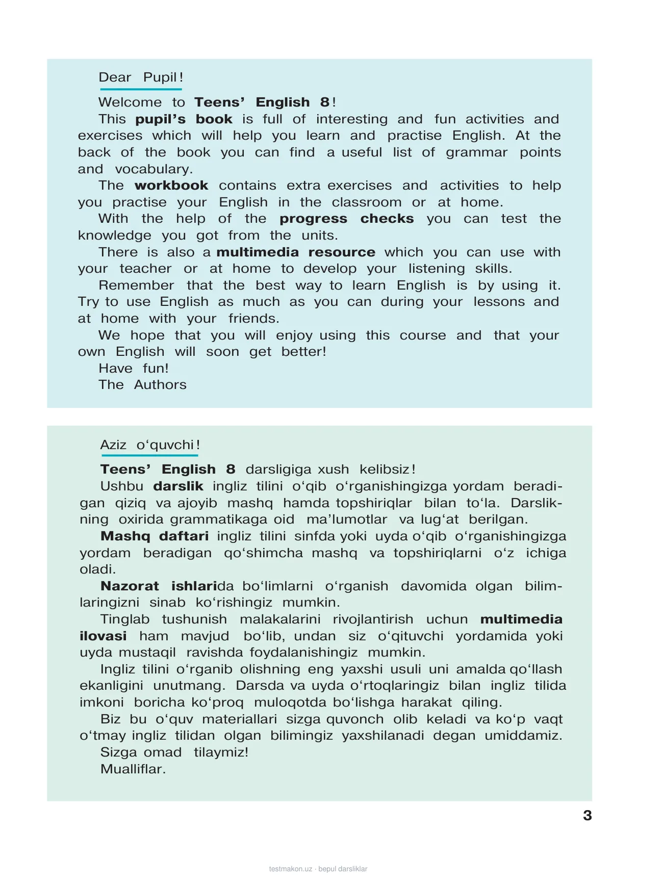 8-sinf Ingliz tili — 3-bet