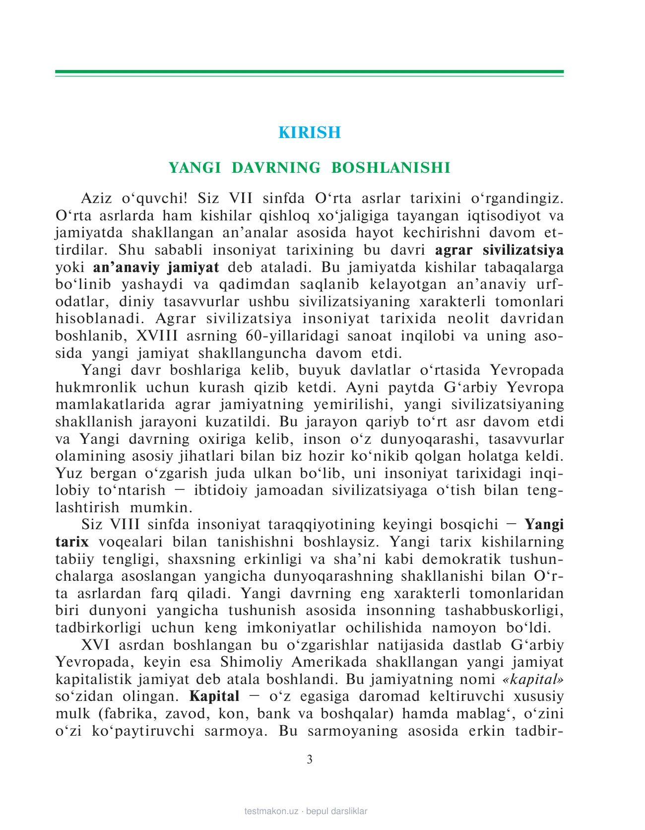 8-sinf Jahon tarixi — 3-bet