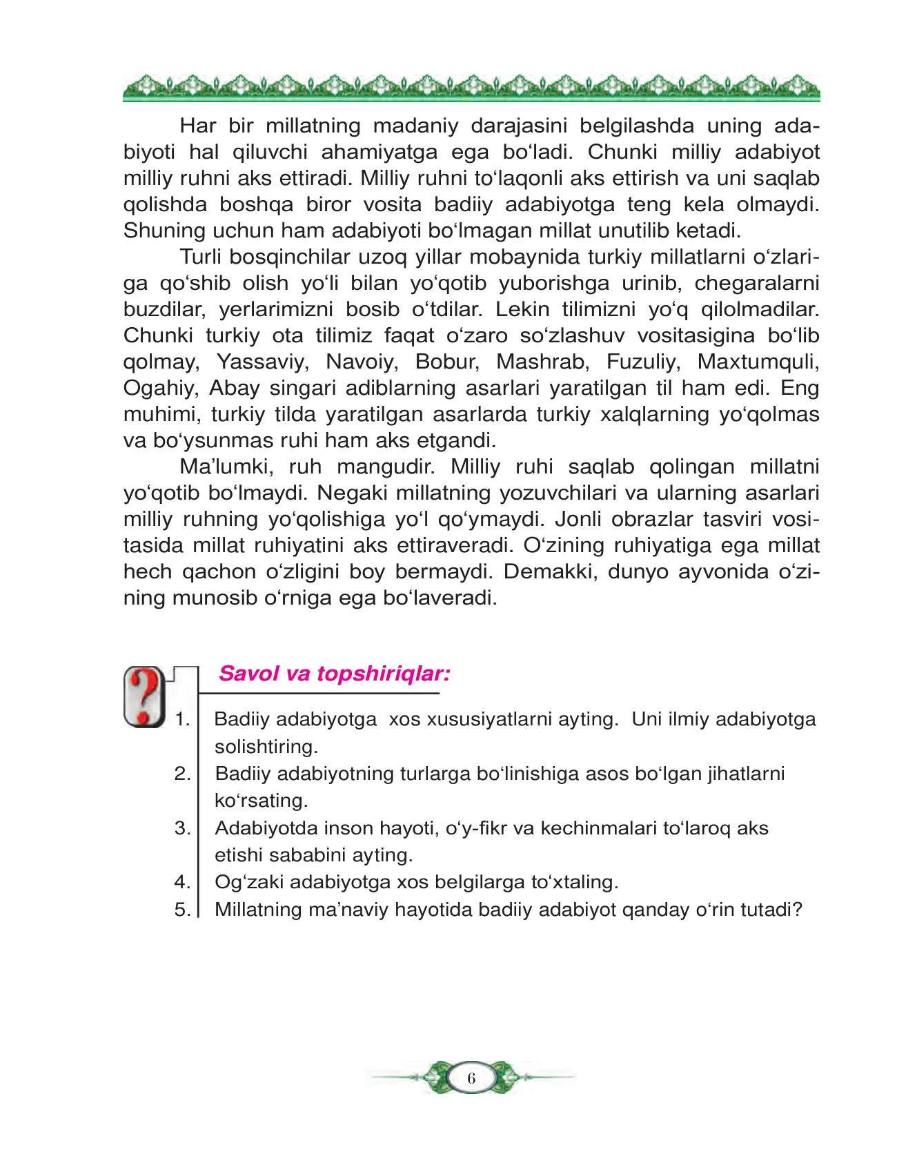 9-sinf Adabiyot — 6-bet