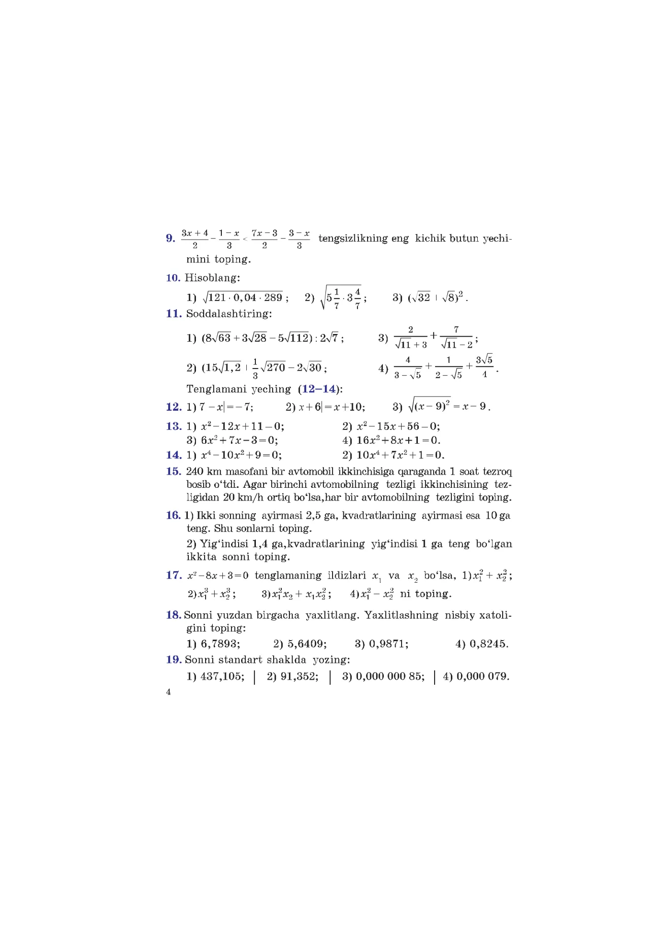 9-sinf Algebra — 4-bet