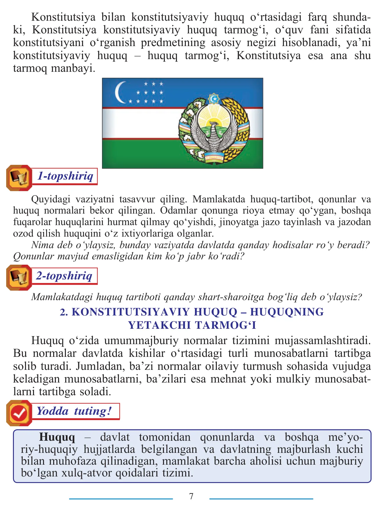 9-sinf Konstitutsiyaviy huquq asoslari — 7-bet