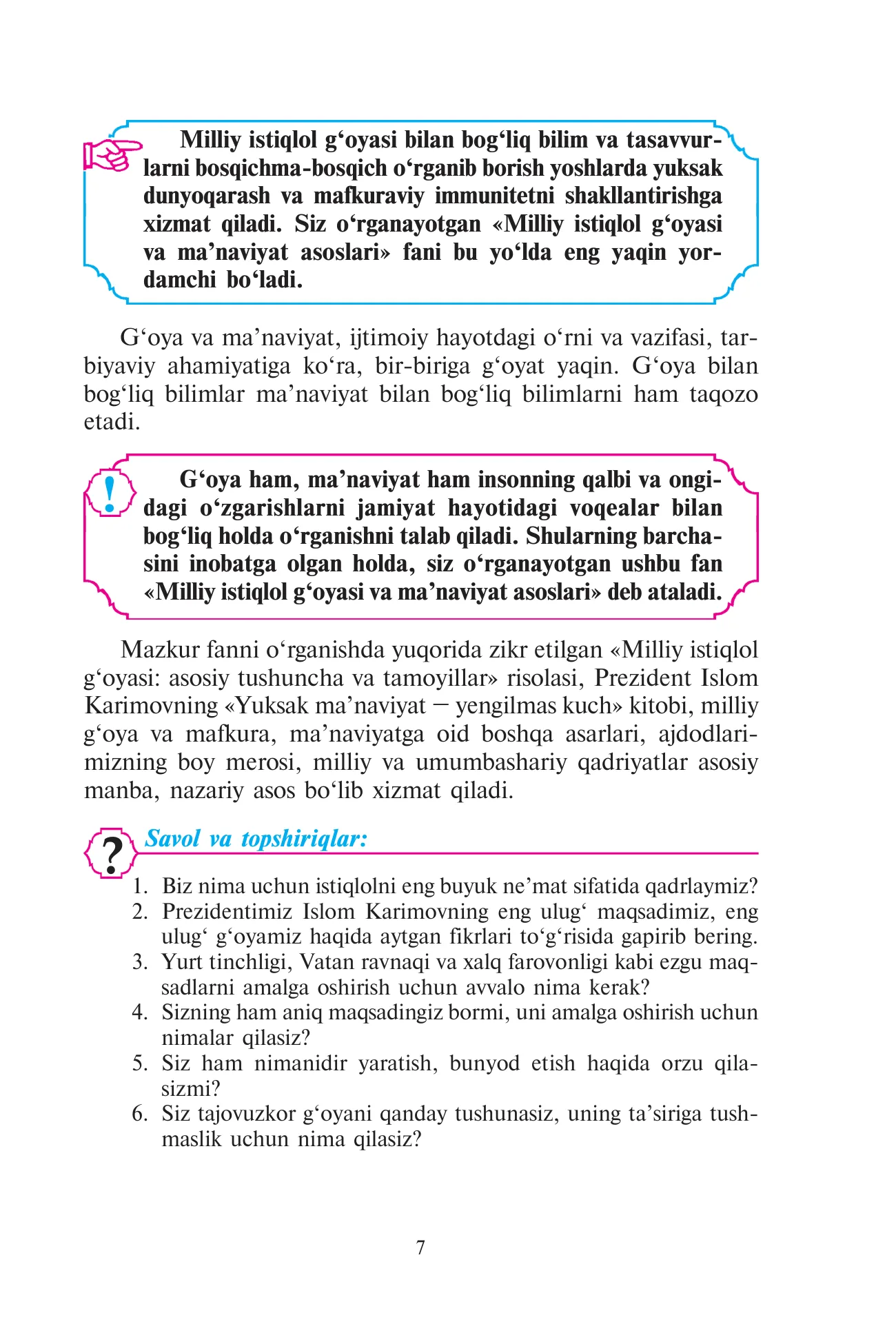 9-sinf Milliy istiqlol g‘oyasi — 7-bet