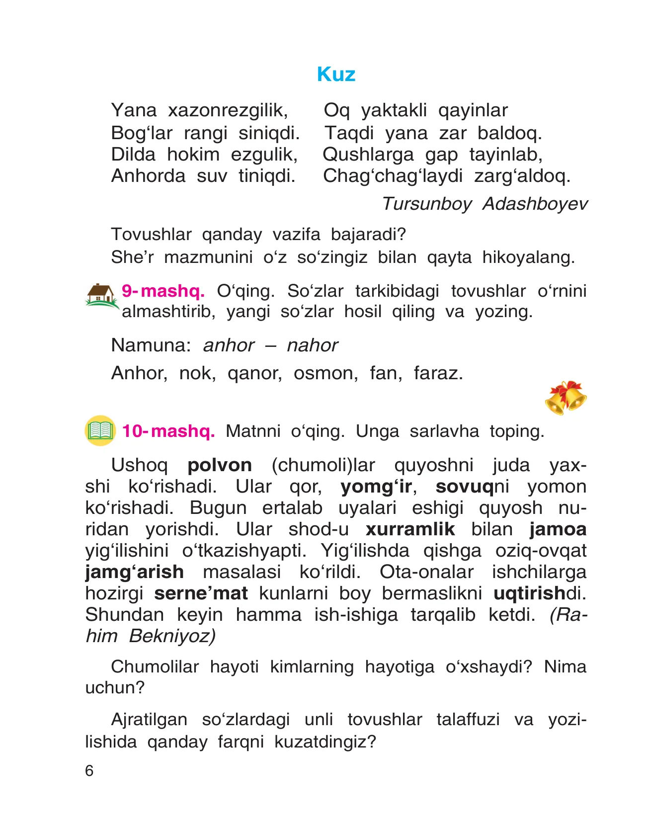 Она тили 4-синф — 6-бет