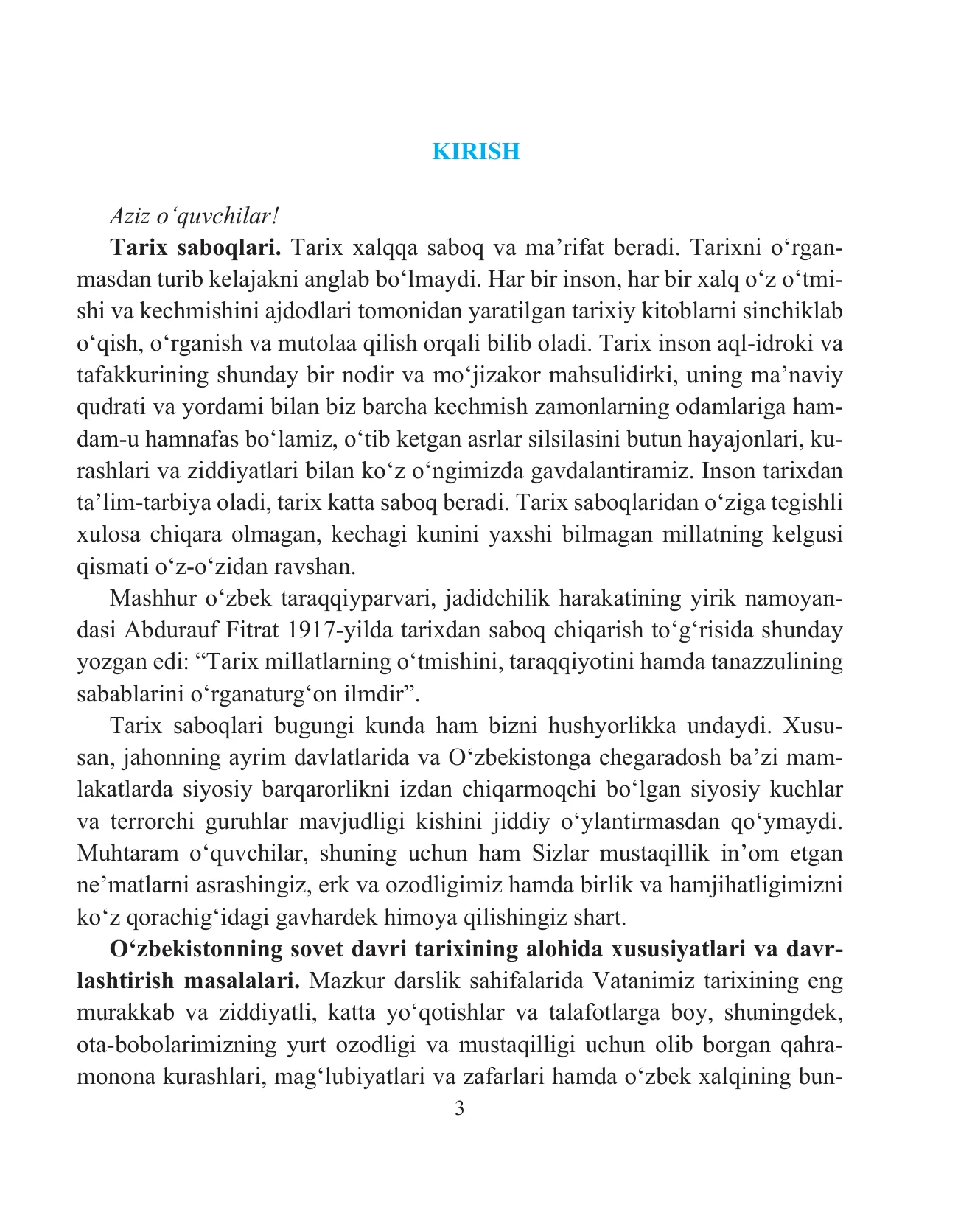 O'zbekiston tarixi 10-sinf — 3-bet